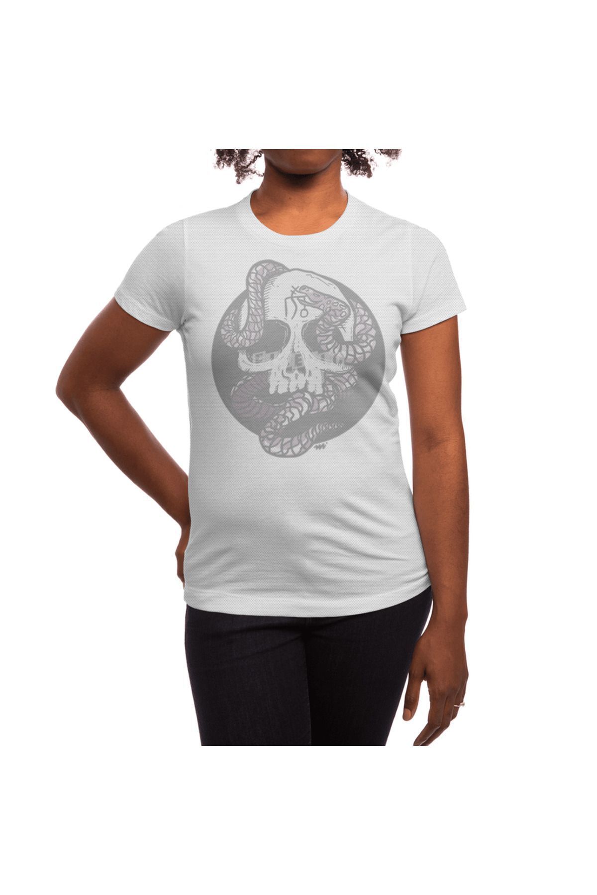 Fizello-Tricou alb unisex - Tricou cu model Sm Skull, pentru bărbați și femei 3