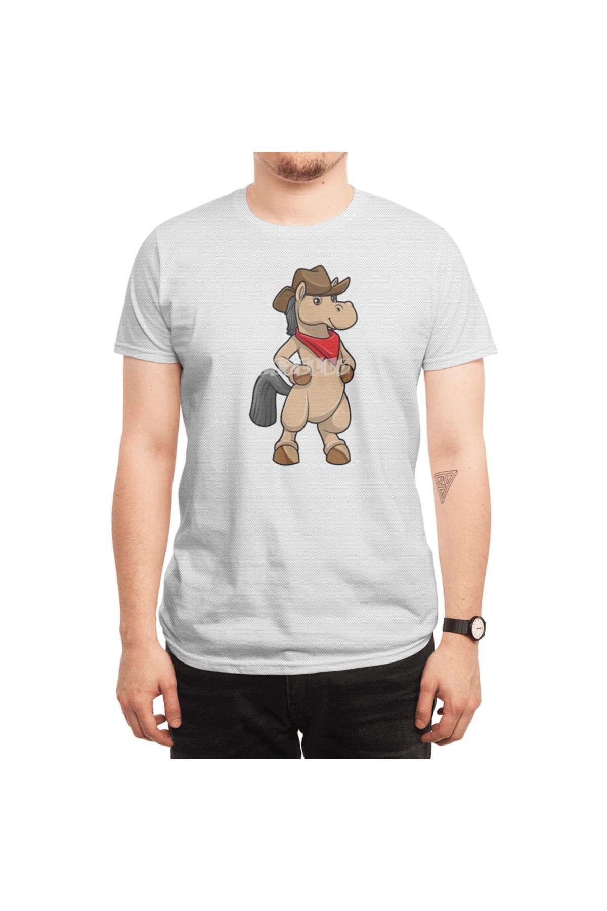 Fizello-Tricou Cowboy alb unisex pentru bărbați și femei 6