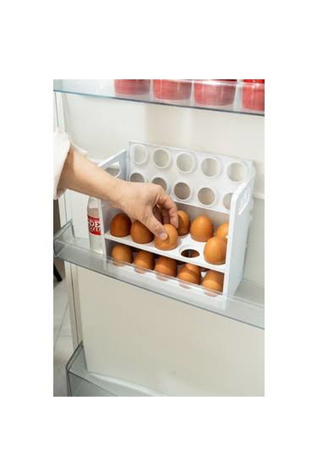 Hane216-30 Compartment Egg Organizer - Openable and Closing Shelf, 3 Tiers 3
