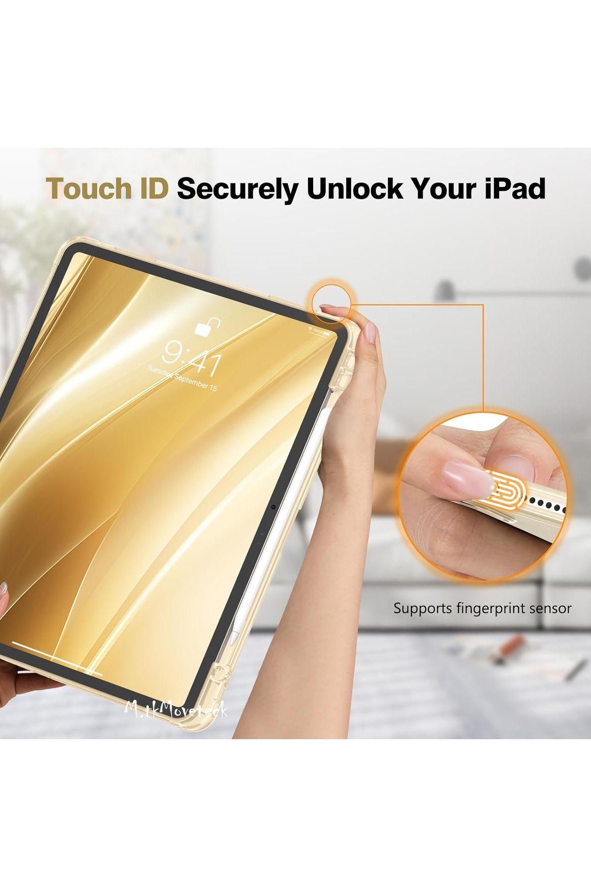 m.tk moveteck-iPad Pro 12.9 3 4 5 6 Compatible Case Smart Smart Sleep Mode Pen with Pen Compartment Folding Colorful Stand 4