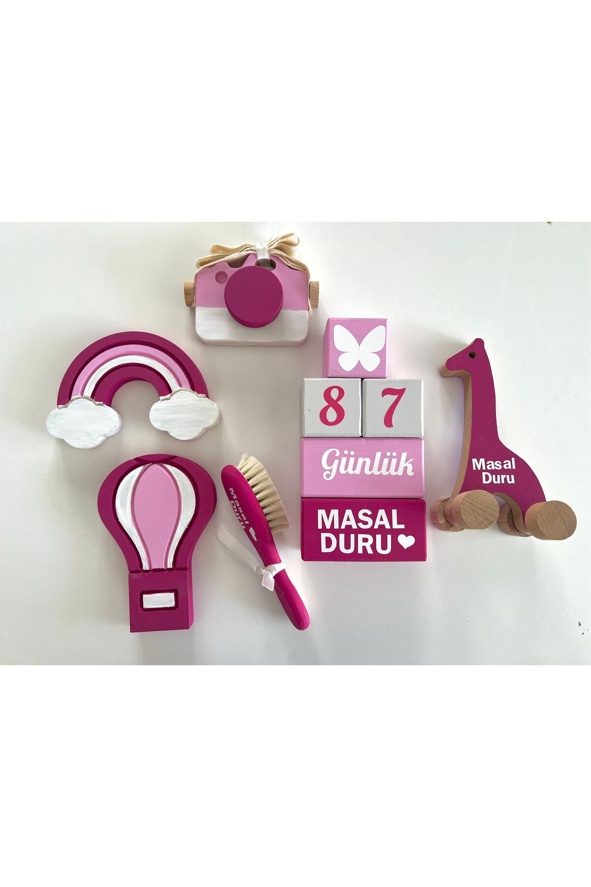 Objeli bebek anı küpü seti tam set bebek dekor