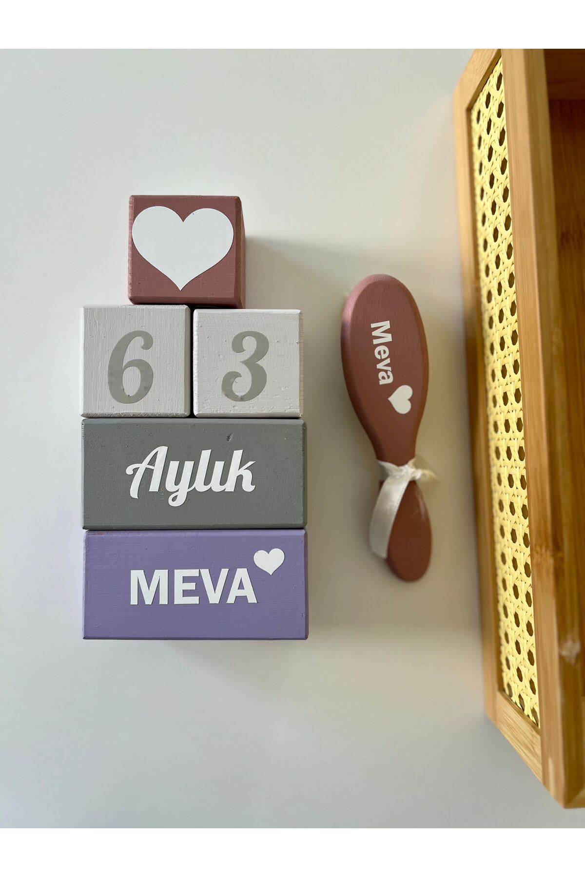 Objeli bebek anı küpü seti tam set bebek dekor