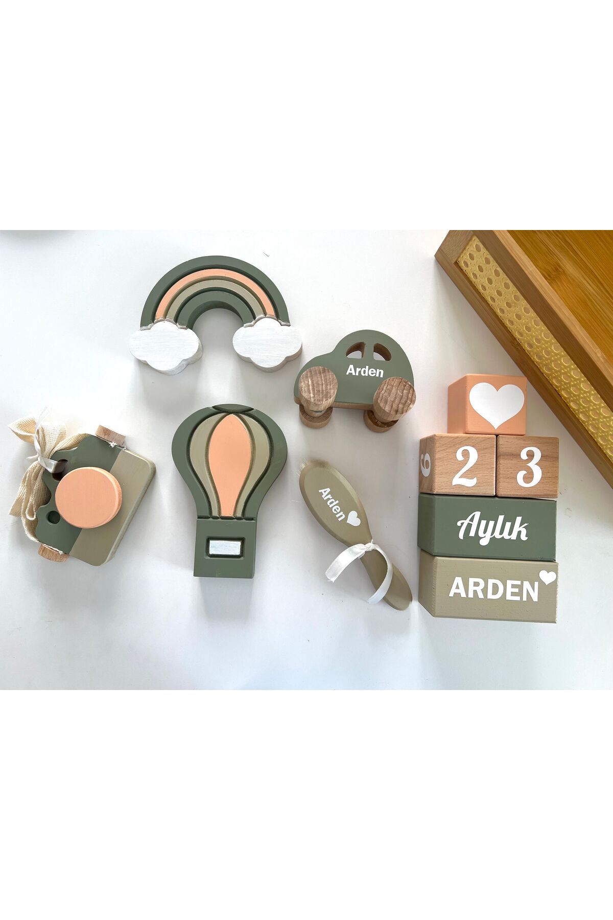 Objeli bebek anı küpü seti tam set bebek dekor