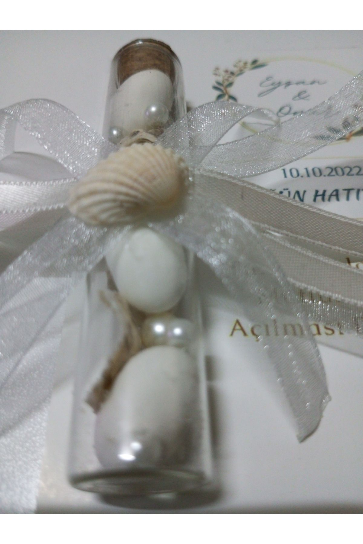Cam Tüplü Badem Şekerli İncili Magnet Düğün Nikah Nişan Kına Sünnet Babyshower Yenidoğan Bebek Mevlüd-i Hediyelik
