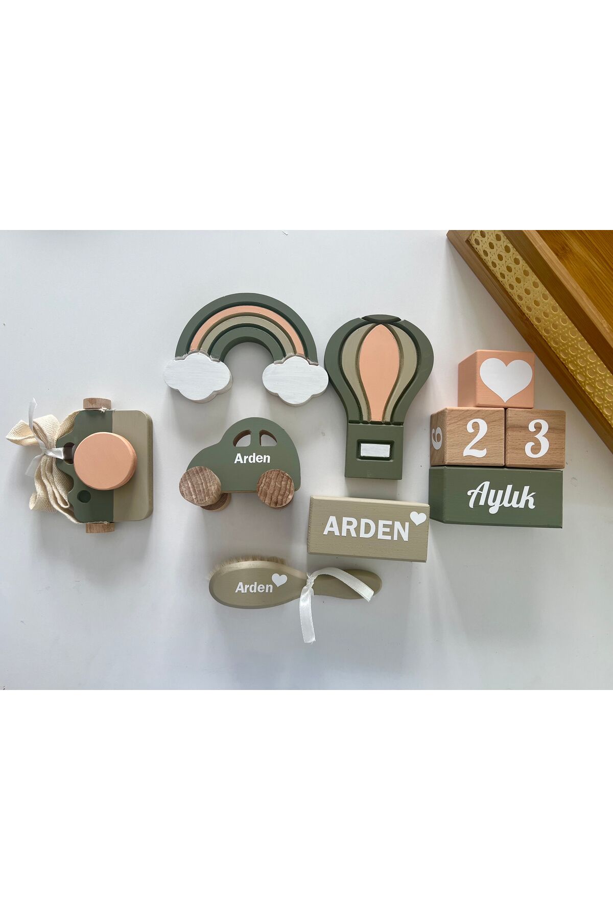 Objeli bebek anı küpü seti tam set bebek dekor