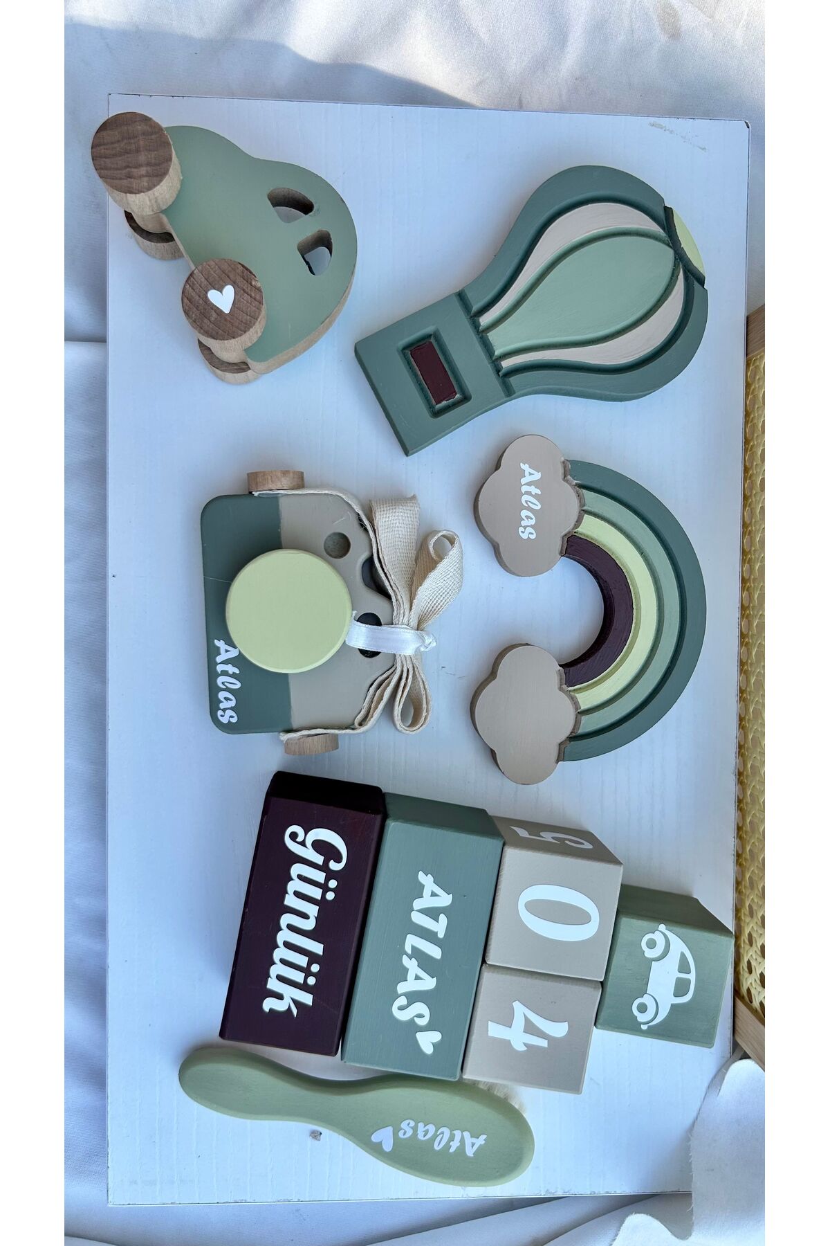 Objeli bebek anı küpü seti tam set bebek dekor