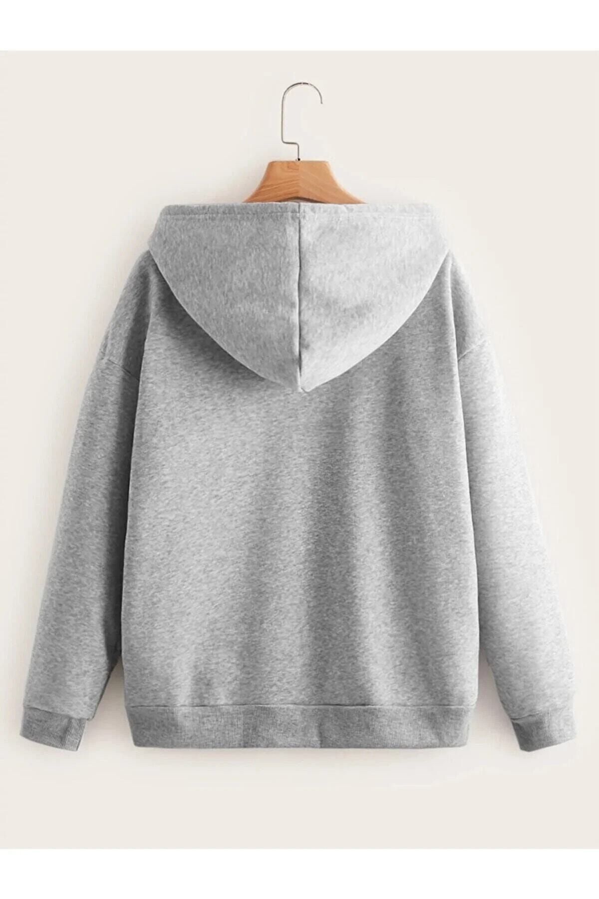 Unisex Fermuarlı Sweat Hırka — خاکستری DÜZSYHFERMUARK — تصویر 2 از 2