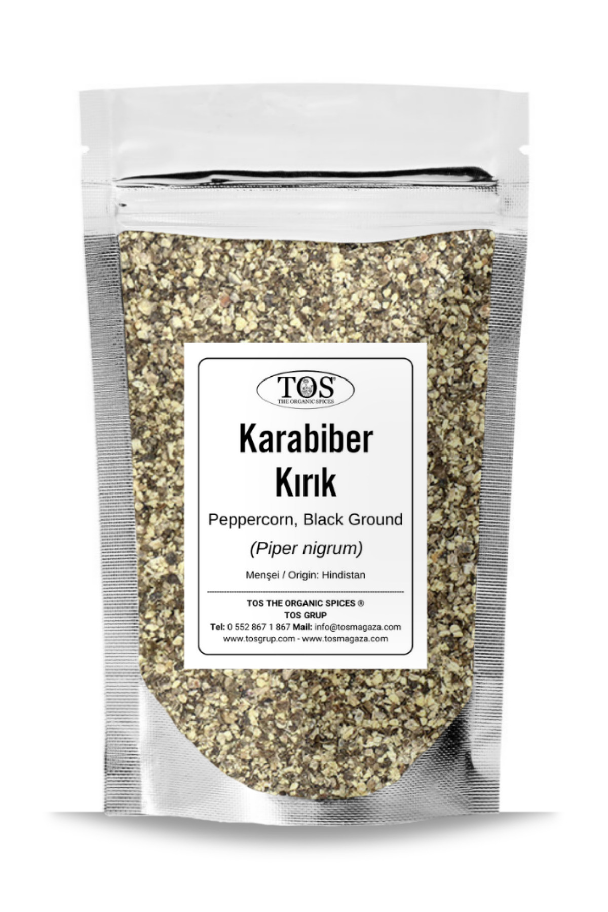 TOS The Organic Spices Black Broken Black Pepper - 1 kg (1. Quality) Piper Nigrum / Peppercorn, Black Cracked