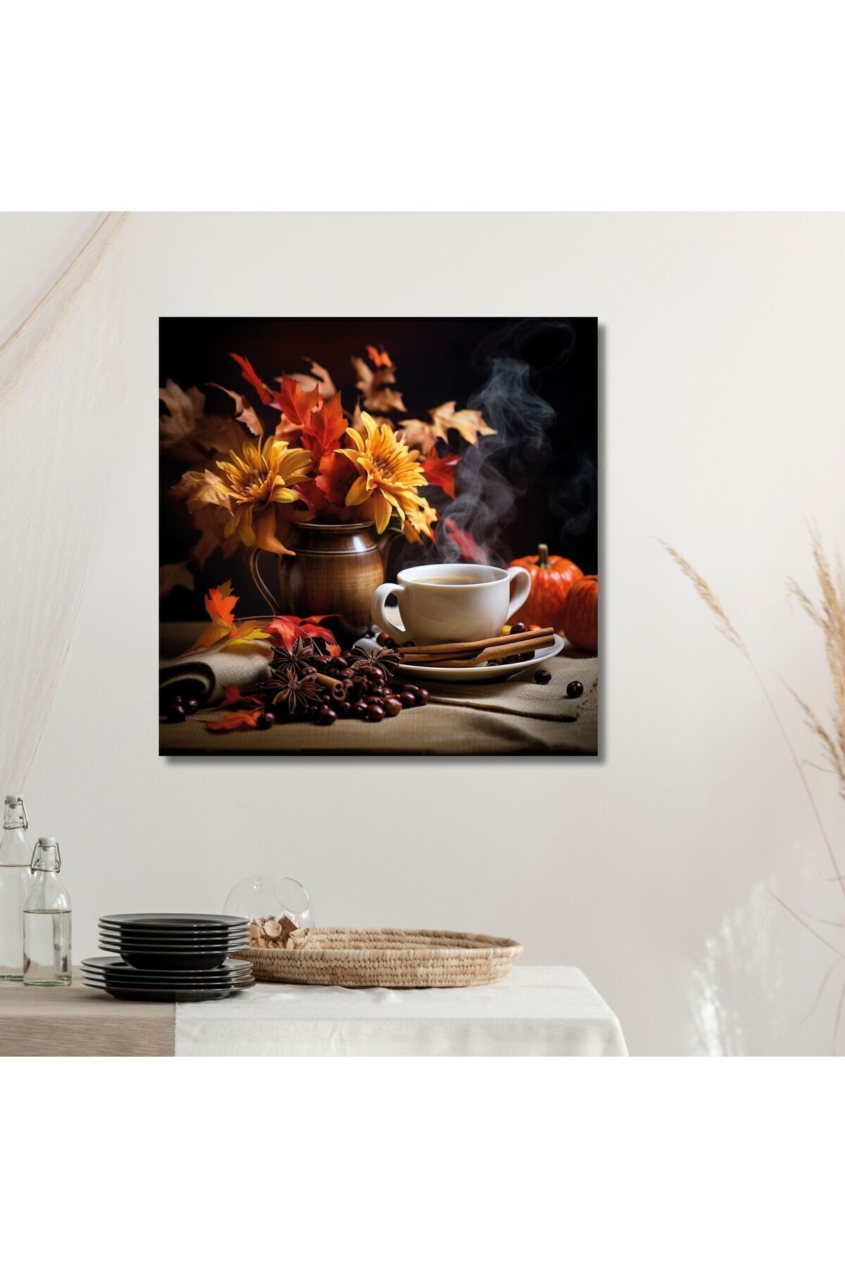 GAAGART Masa De Bucatarie Din Panza Patrata Simpla Cafea Coltar Tema Floare Galbena - 40 x 40