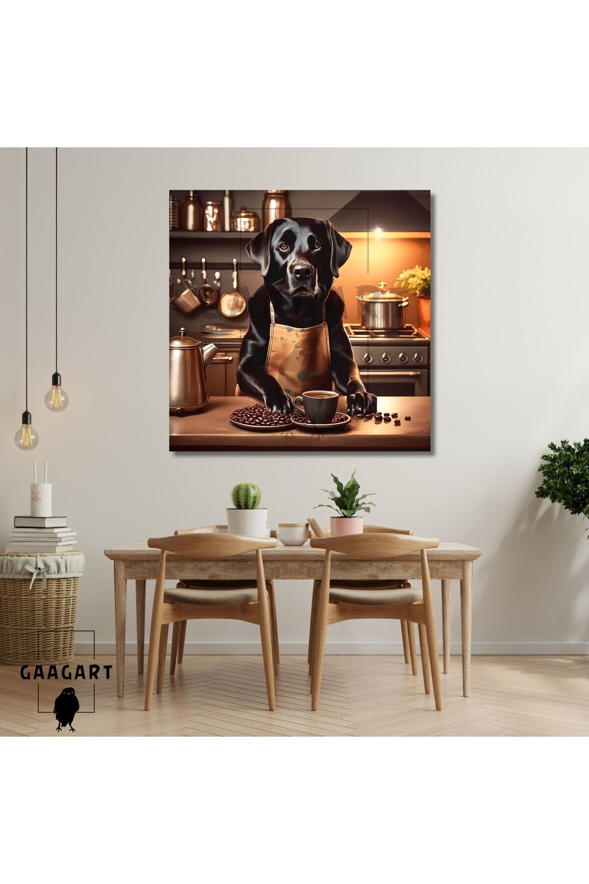 GAAGART Pânză Pătrată Cafea Colț Cafenea Masă Barista Black Labrador - 40 x 40