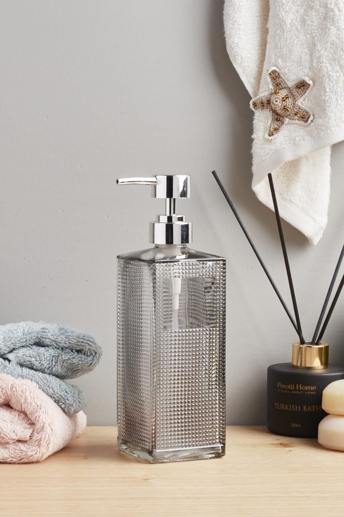 Square Tower Cam Sıvı Sabunluk Lavabo Mutfak Sıvı Sabunluk