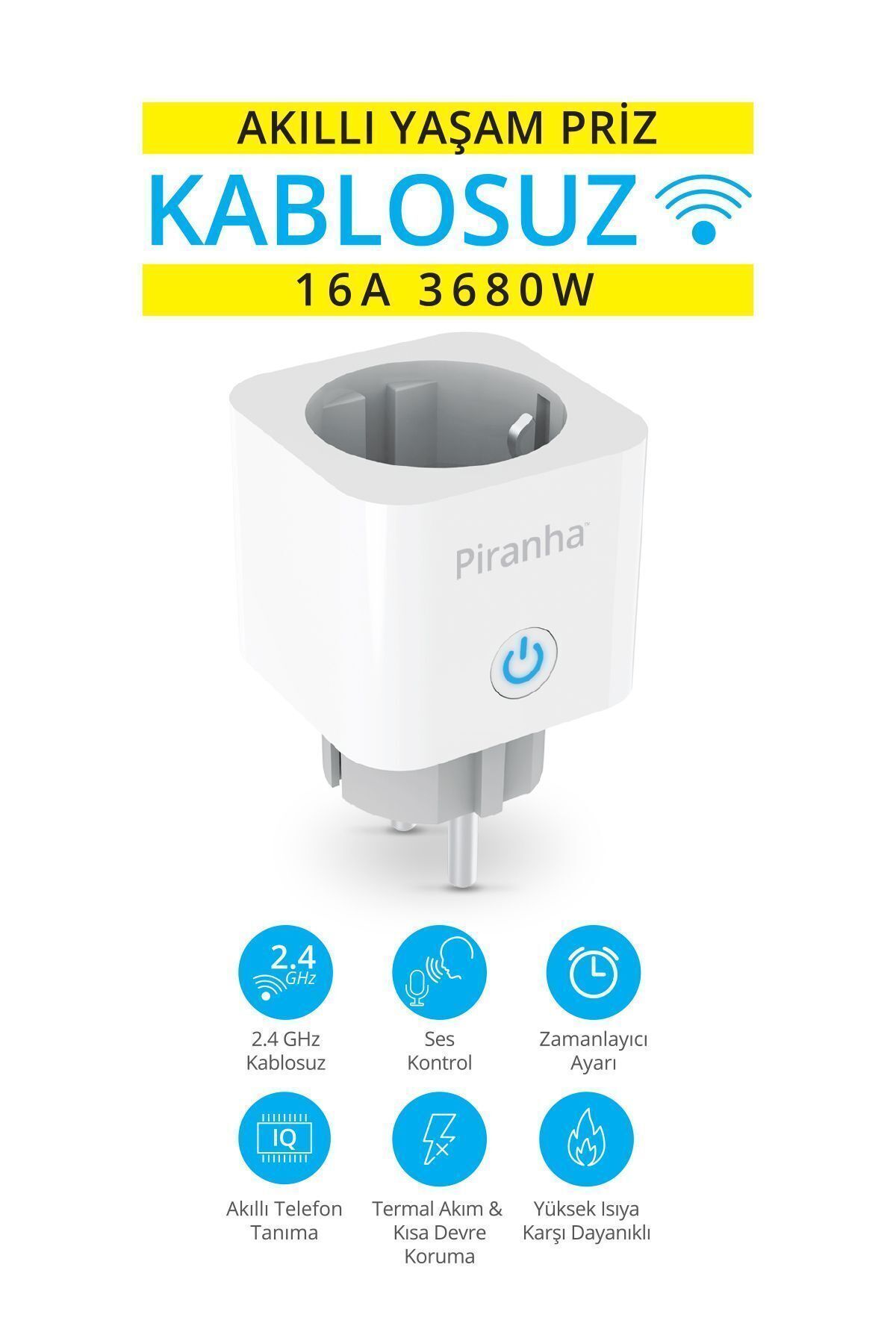 Piranha-45525 Tuya يدعم 2.4 جيجا هرتز واي فاي ذكي لاسلكي - مقبس محمي من زيادة التيار 3
