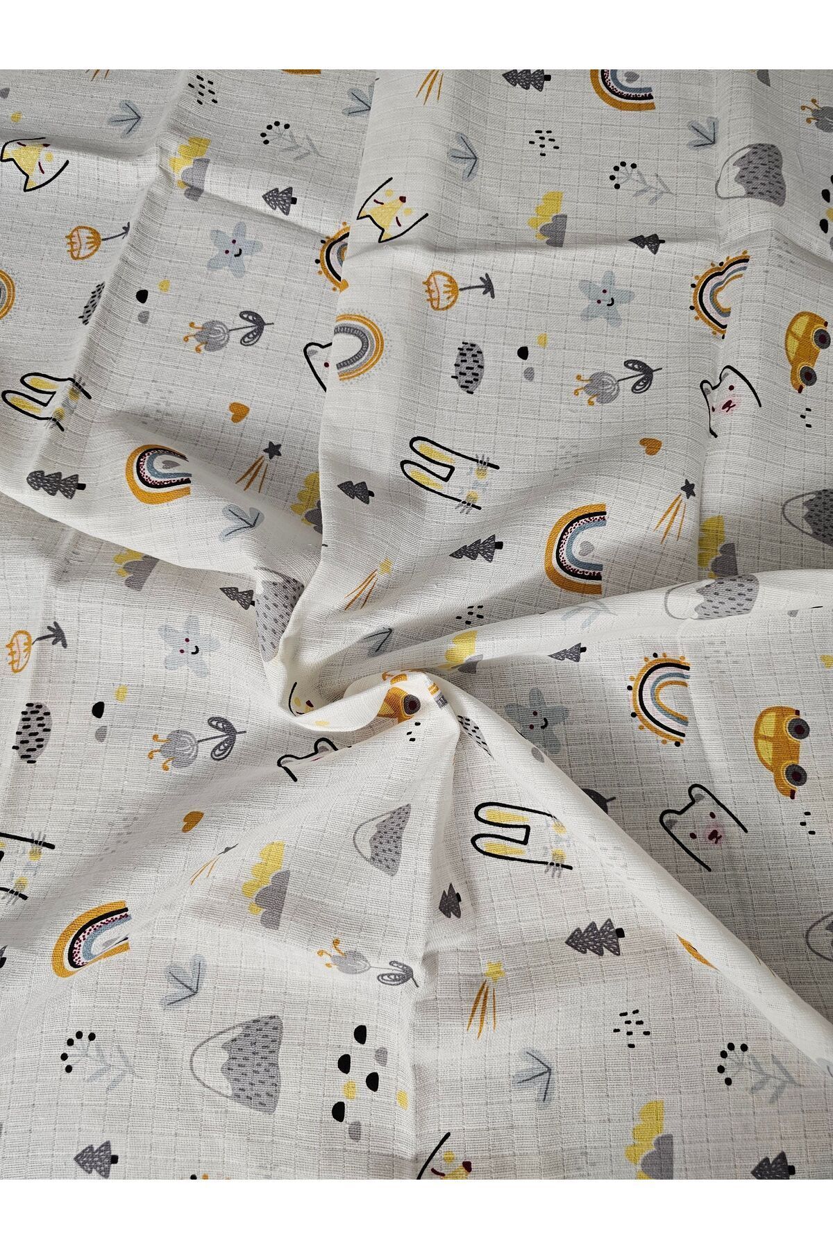 BeybiNest 2 Li Müslin Örtü Seti 90x100 Cm Tavşan Ve Gökkuşağı fotoğrafı 4 (önizleme)