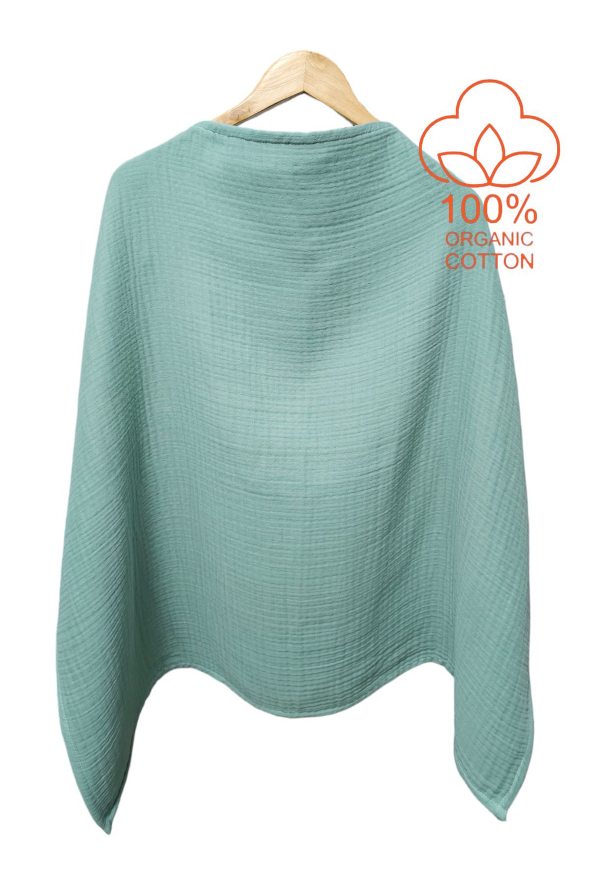 BeybiNest Multi Müslin Emzirme Önlüğü Balenli 100x80 Cm 4 Katlı Yeşil Emzirme Örtüsü fotoğrafı 4 (önizleme)