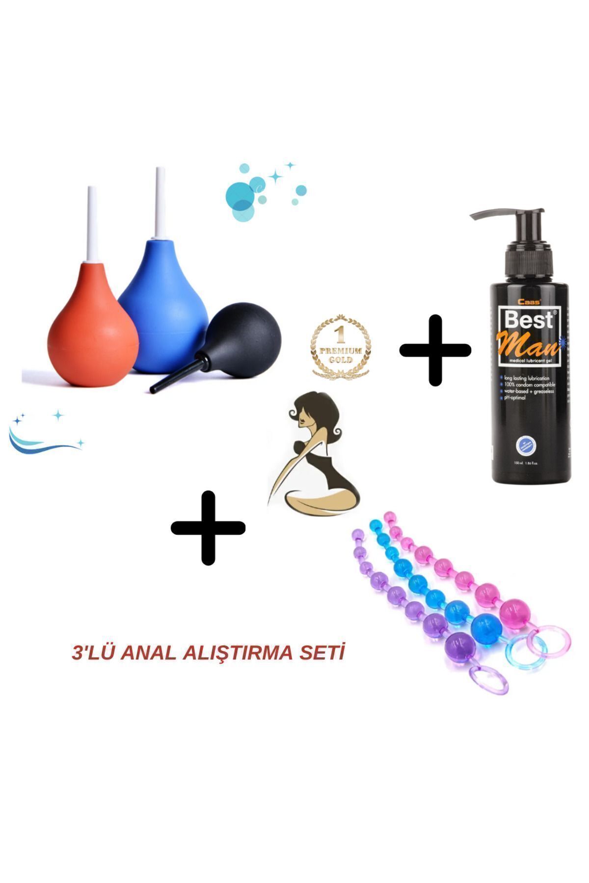 Loveross Premium Quality Anal Temizlik Pompası -Anal Tıkaç Anal Plug -Büyük Boy Kayganlaştırıcı - ANAL SET