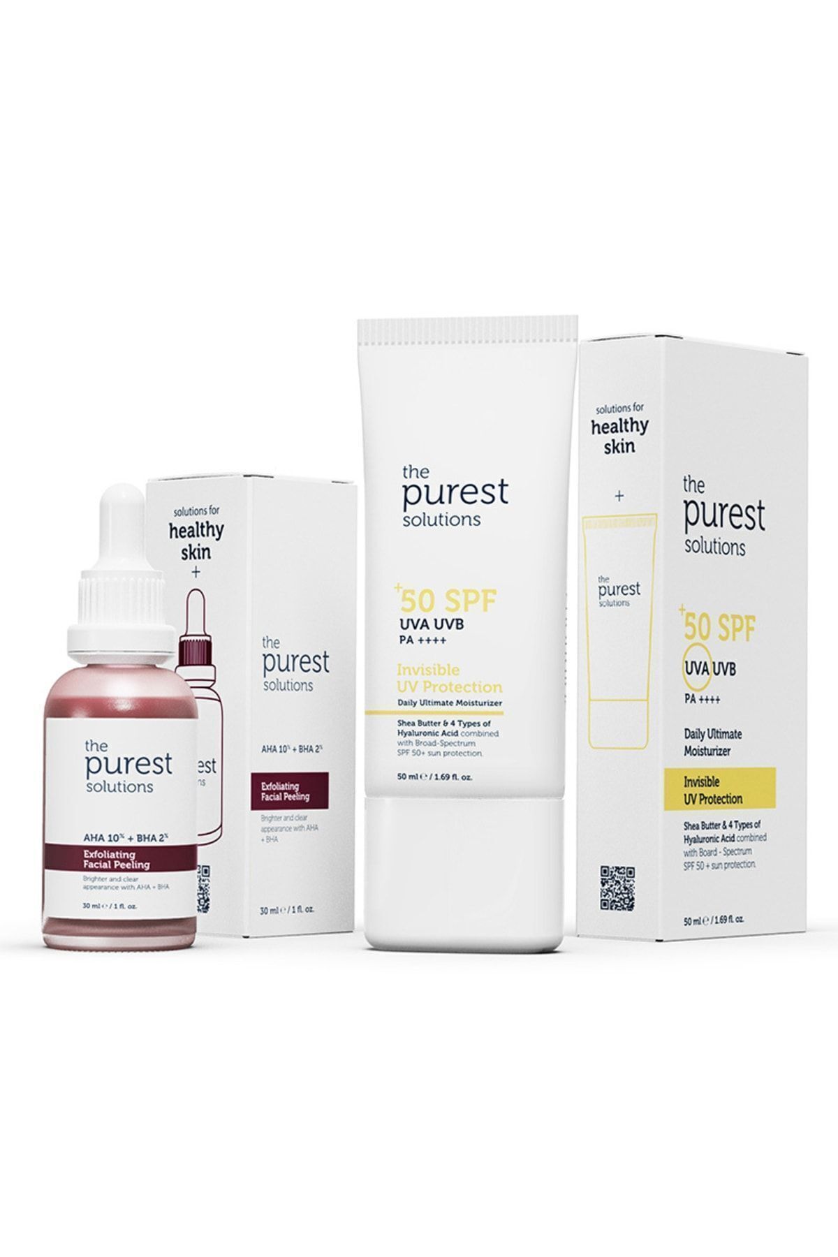 The Purest Solutions Canlandırıcı Ve Ton Eşitleyici Yüz Peeling Serum + Spf 50+ Güneş Koruyucu