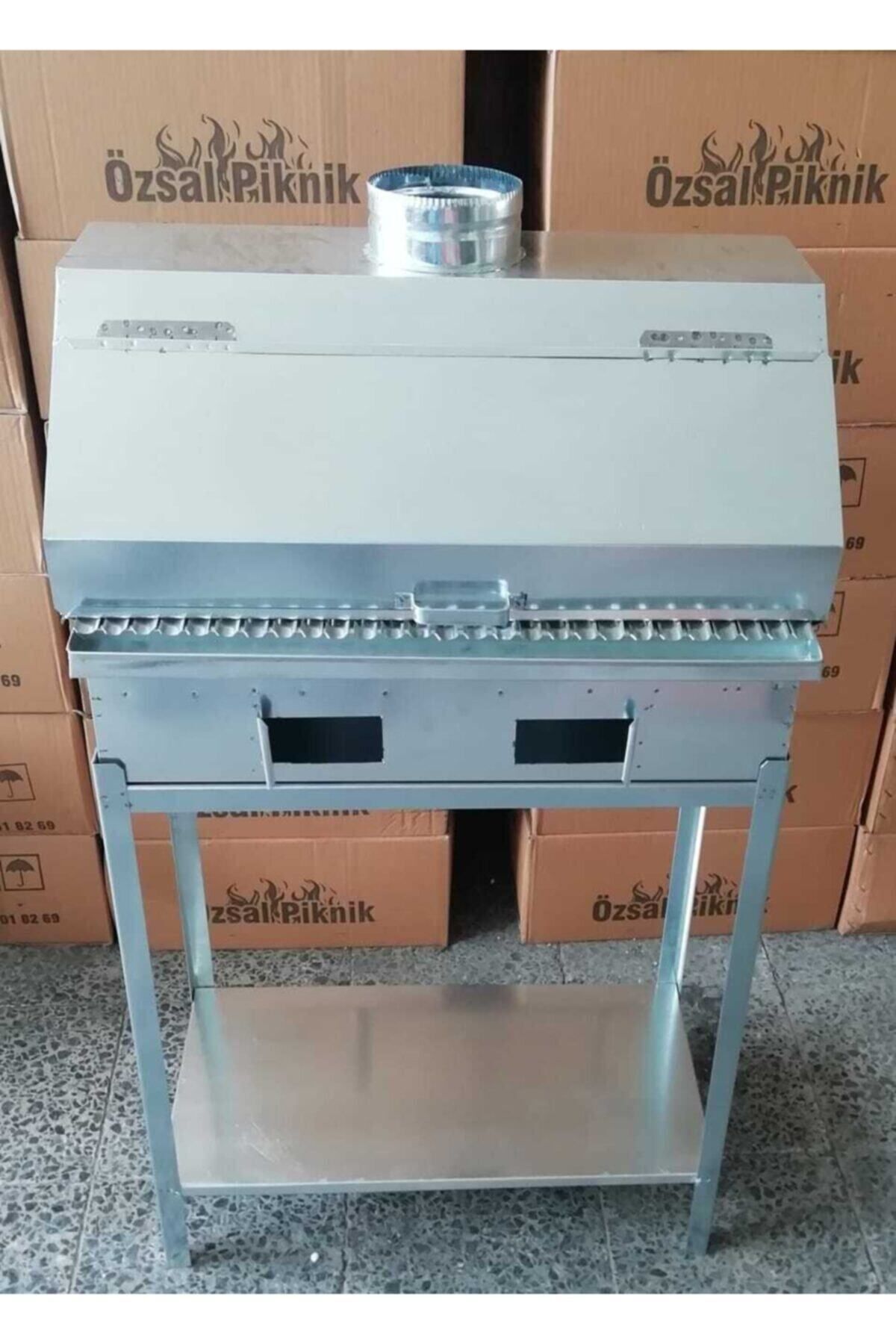 60x32 Cm Büyük Boy Davlumbazlı- Sehpalı-kömürlü Lüks Mangal 4
