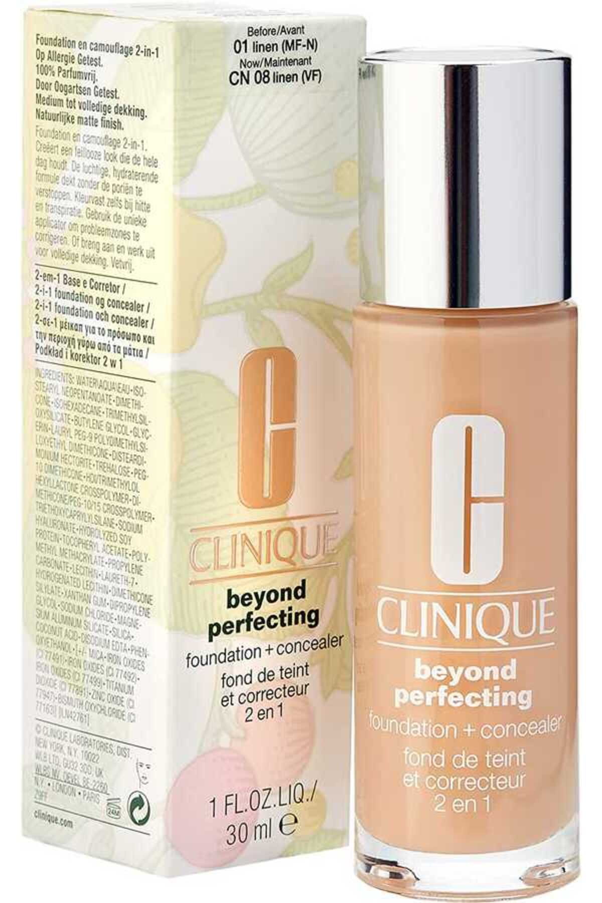 کانسیلر و زیر چشم مات Beyond Perfecting™ Natural Finish - کتانی Cn 08 - 30 میلی لیتر Clinique