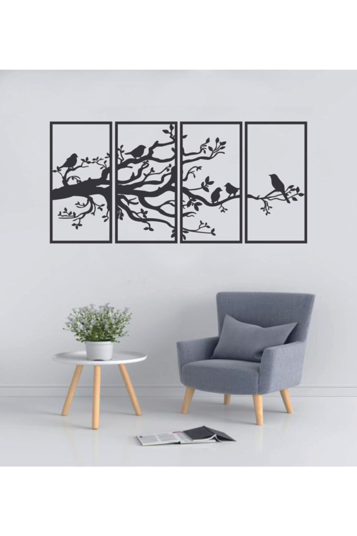 1113 Laser Cutting Birds in Wooden Tree Branches 5 Pieces Table