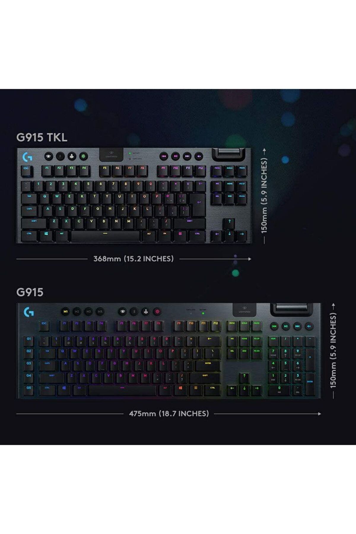 logitech-G915 TKL Tenkeyless Lightspeed Wireless RGB Mechanical Gaming Keyboard 5