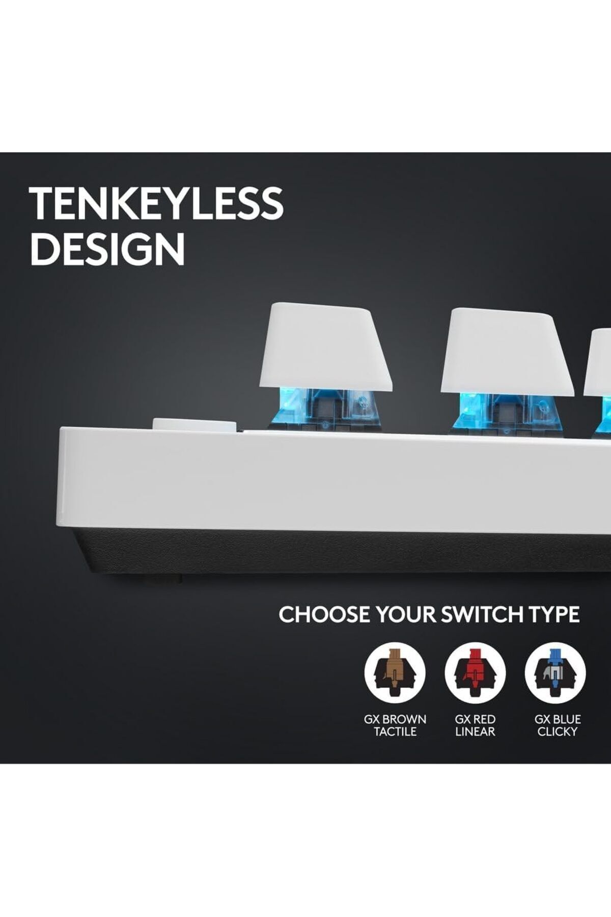 logitech-G PRO X TKL LIGHTSPEED Wireless Gaming Keyboard, Tactile Switches (GX Brown),White 5
