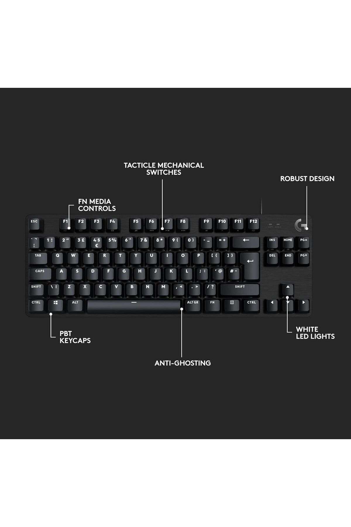logitech-G413 TKL SE Mechanical Gaming Keyboard  with Tactile Mechanical Switches - Black 7