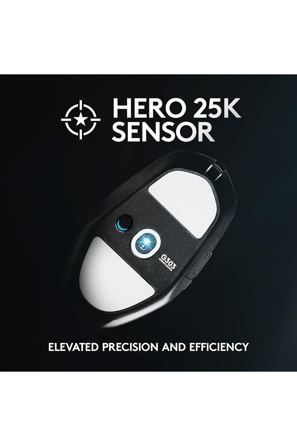 logitech-G303 Shroud Edition Wireless Gaming Mouse - HERO 25K 25,600 DPI 75 grams 5-buttons- Black 5