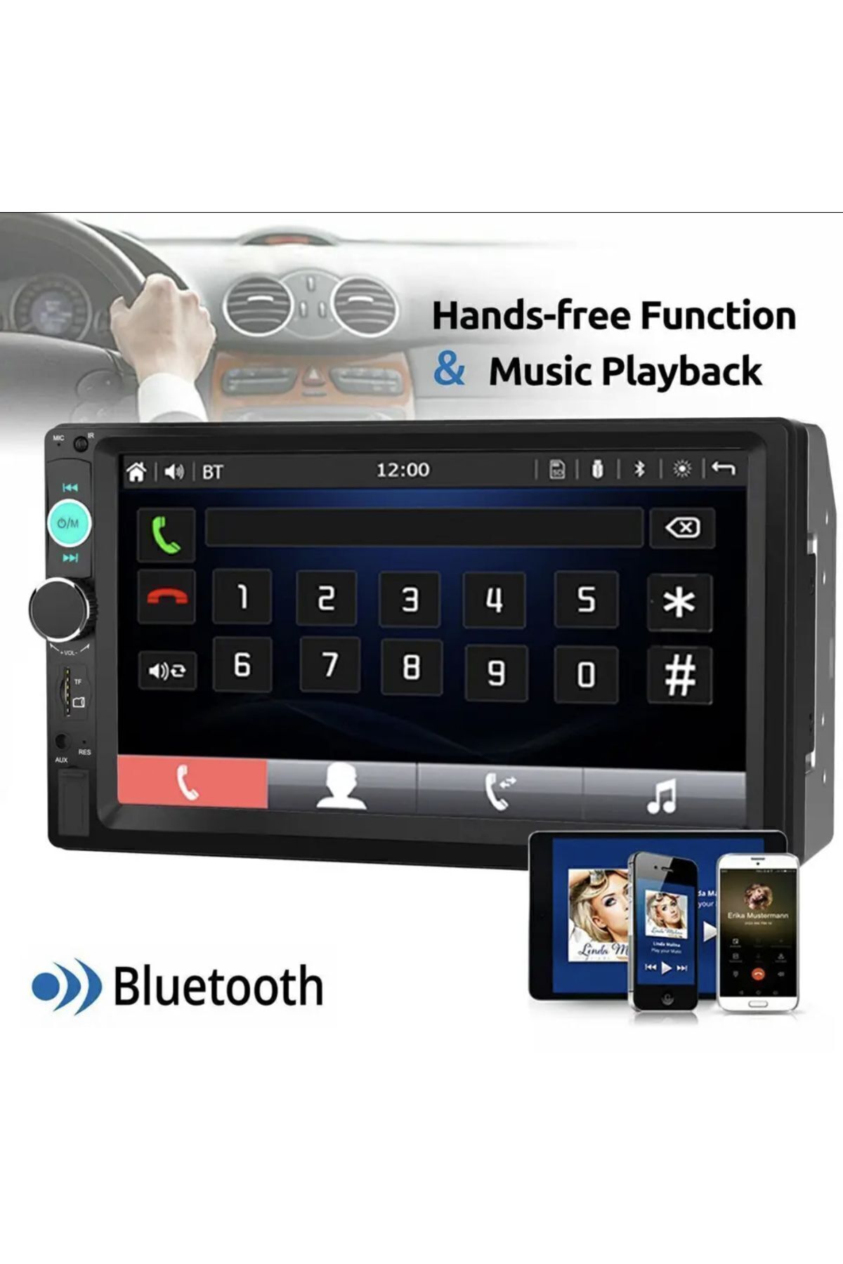 Navigold-Ds-7250 Car Play Dual Tape (Not Android) Compatible 7'' Inch Bluetooth - Dual USB 4X55W Camera 7