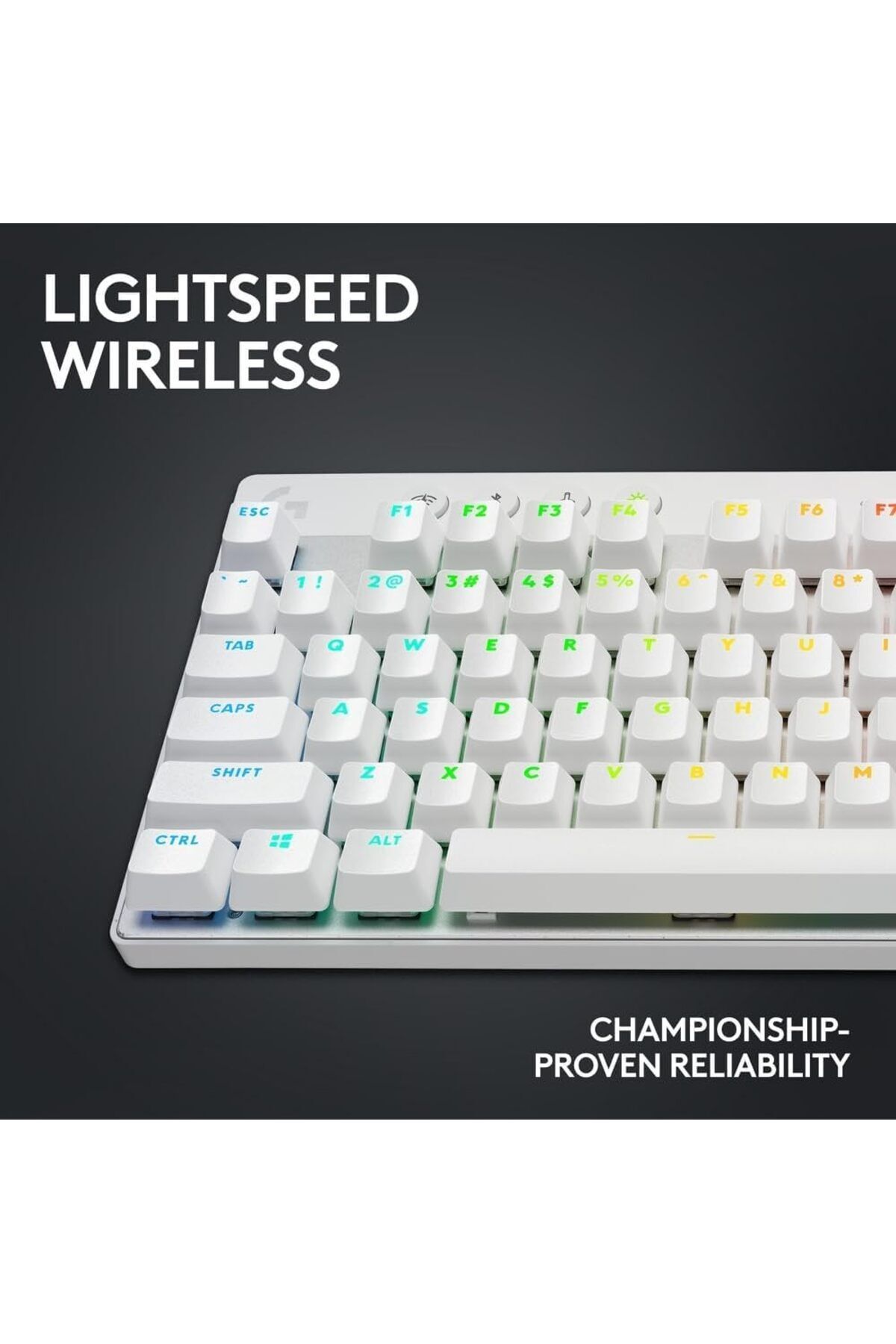 logitech-G PRO X TKL LIGHTSPEED Wireless Gaming Keyboard, Tactile Switches (GX Brown),White 4
