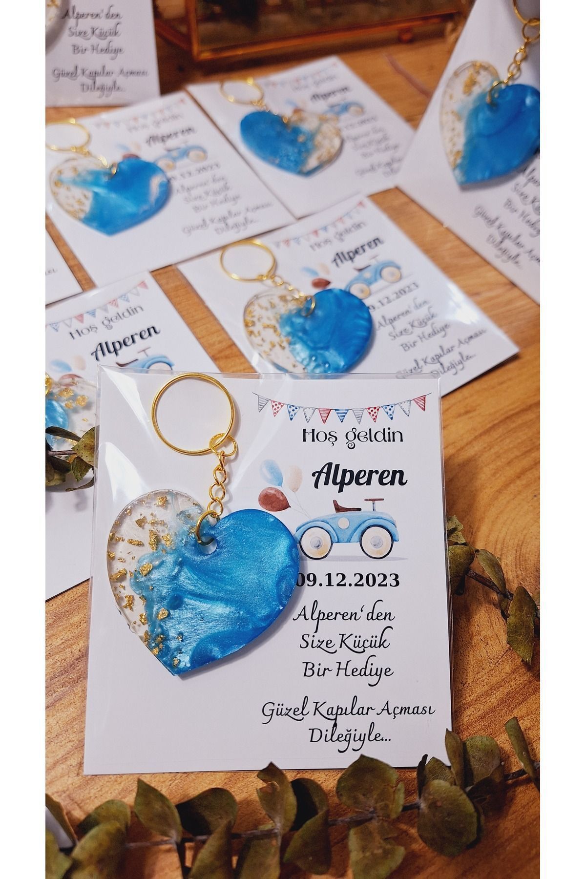 SevgiliAtolyemm Arabalı Kartlı Kalpli Model Anahtarlık Bebek Doğum Günü Mevlüt 10 Adet fotoğrafı 3 (önizleme)