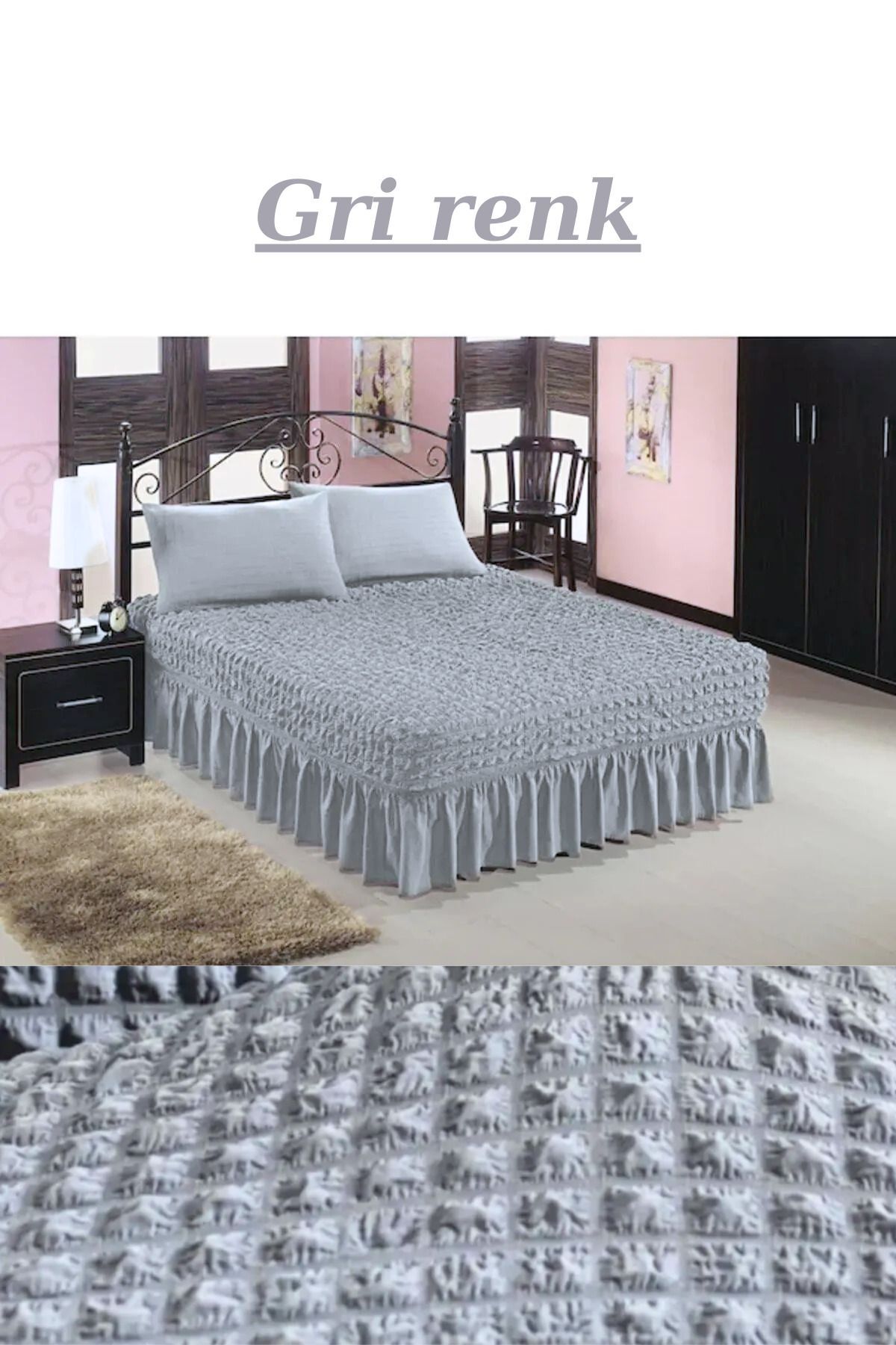 kanway Bürümcük Yatak Örtüsü, Çift Kişilik Yıkanabilir Örtü, Etekli, Esnek 160x200 Ve 180x200