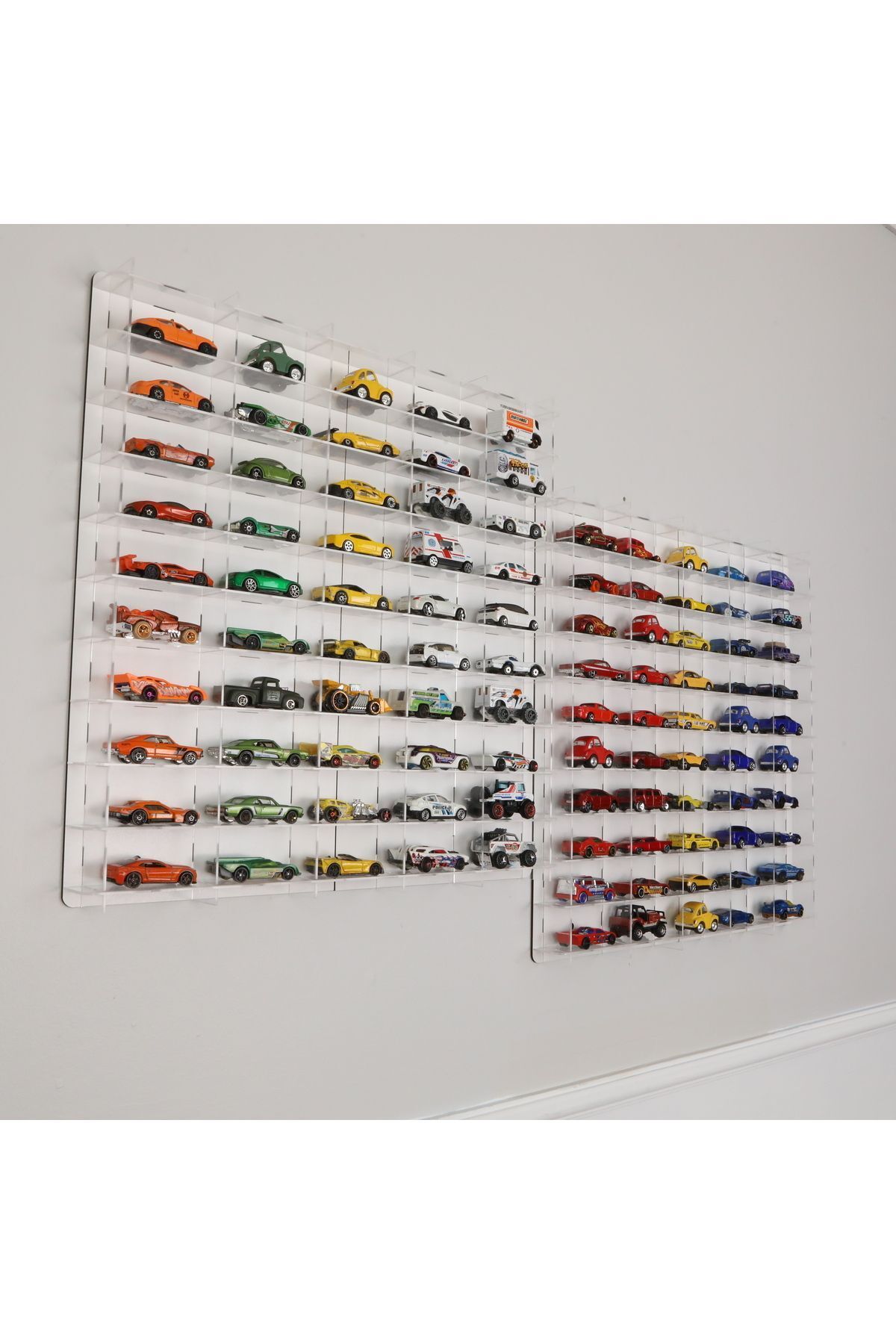 100 Hücre Akrilik 1/64 Hotwheels Matchbox Oyuncak Hobi Koleksiyon Model Araç Araba Rafı