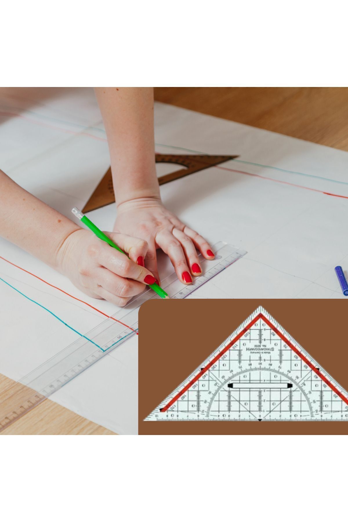 MİZY-Geoderic Triangle Ruler 32 cm with Extra Holder Scale 4