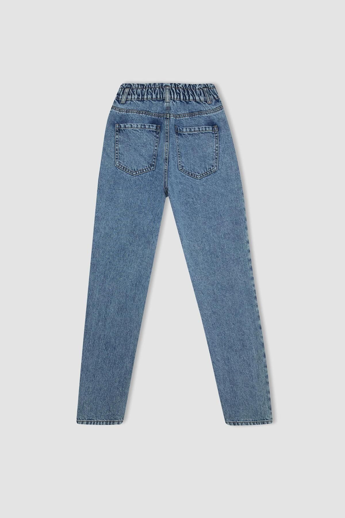DeFacto-Waschbare, knöchellange Jeans mit hoher Taille – Paperbag-Hose 4