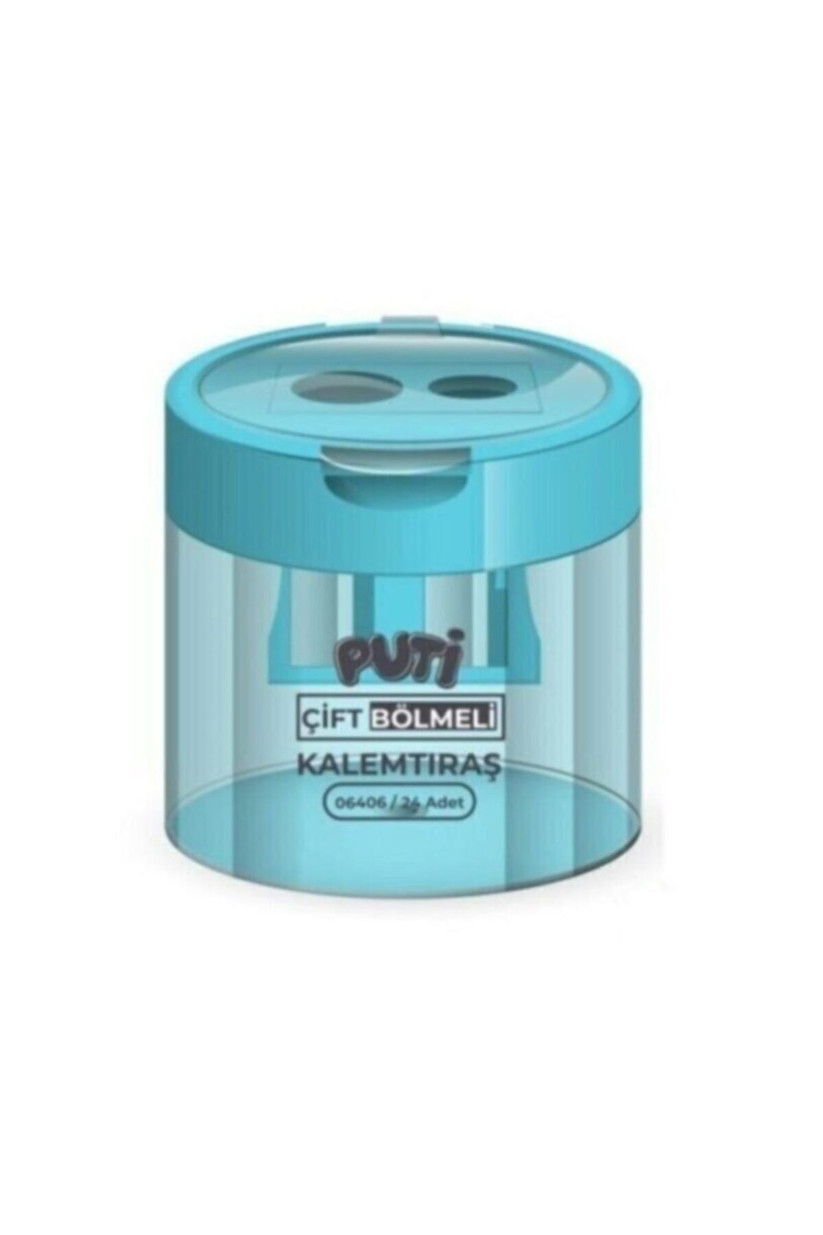 YEŞİL KIRTASİYE Kalemtıraş Şeffaf Çift Bölmeli 1 Adet