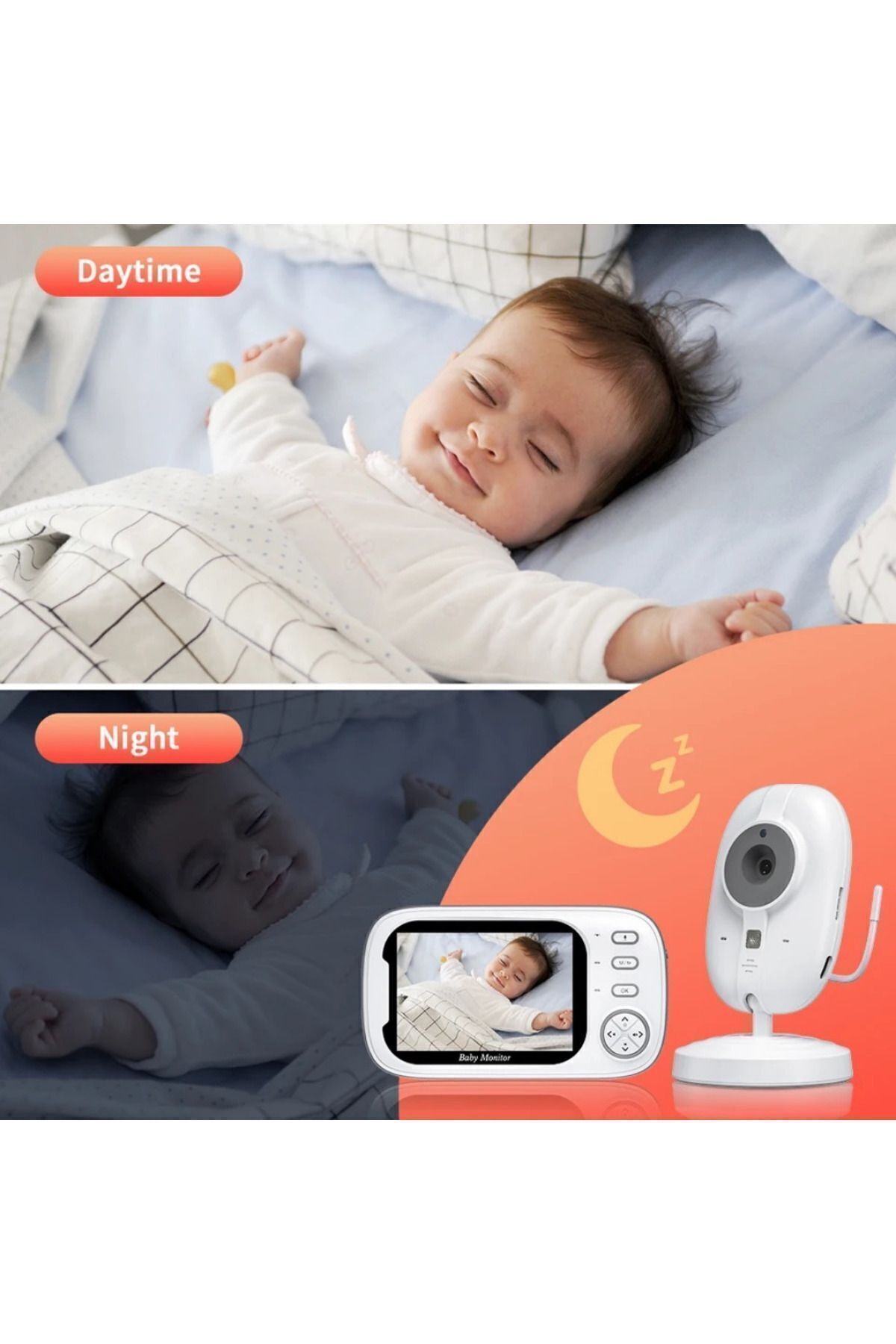 HEJARON LOBO Gece Görüşlü Bebek Monitörü -Bebek Izleme Kamerası Oda Sıcaklığı Kontrollü Kablosuz fotoğrafı 6 (önizleme)
