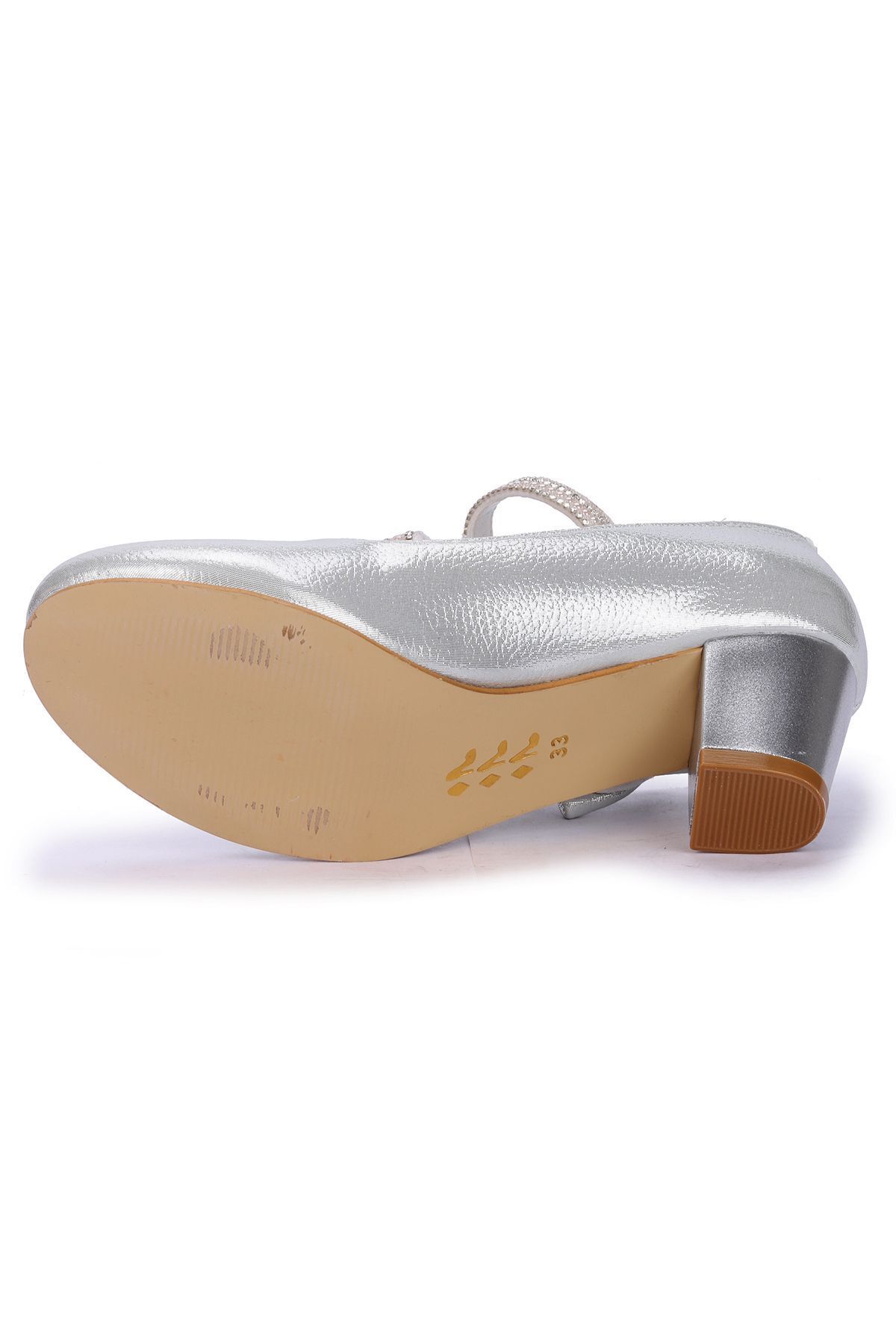 Kiko Kids-Silberfarbene Kiko 750 Daily Ballerina-Schuhe mit 4 cm Absatz für Mädchen 7
