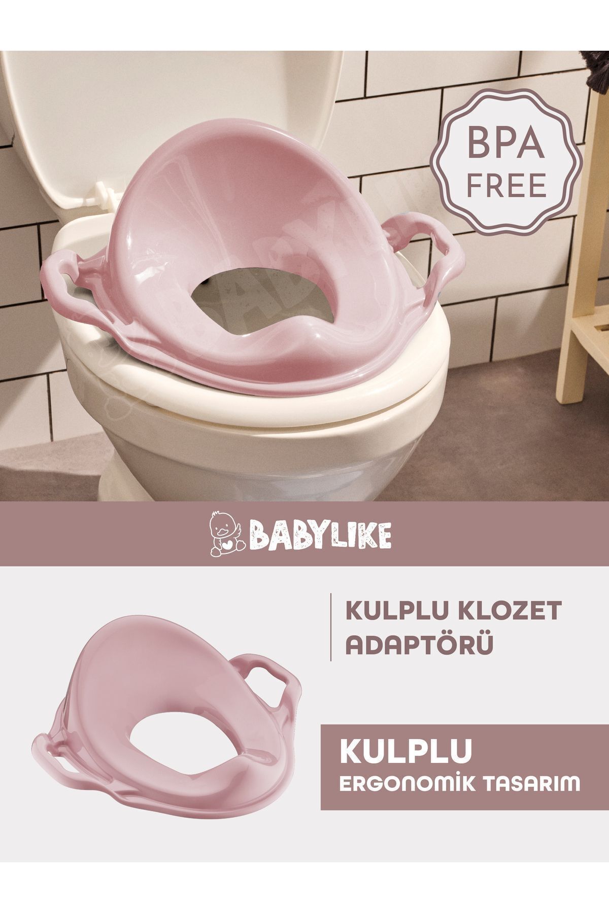 Babylike Çocuklar Için Tuvalet Eğitim Seti- Kaydırmaz Katlı Basamak Ve Kulplu Klozet Adaptörü&koltuğu fotoğrafı 4 (önizleme)