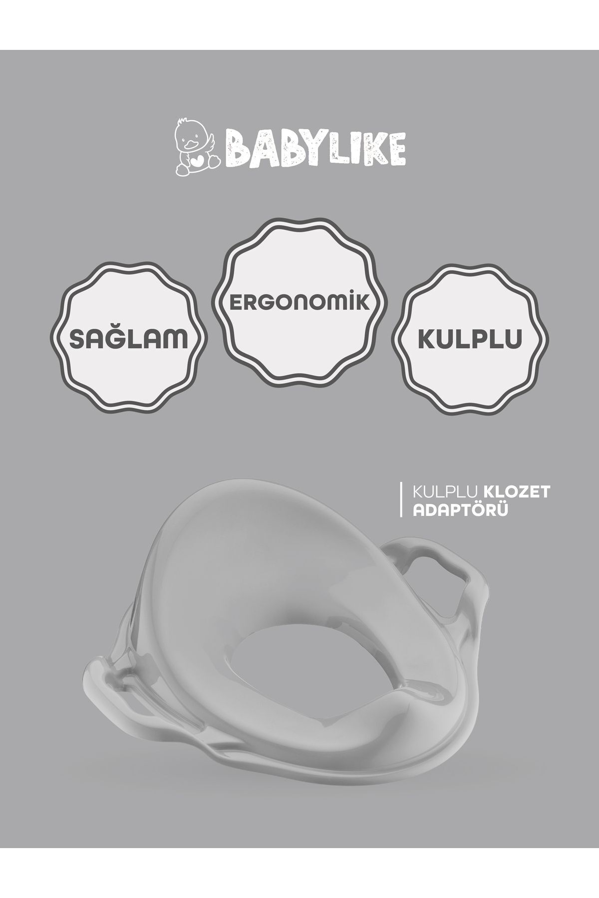 Babylike Çocuklar Için Tuvalet Eğitim Seti- Kaydırmaz Katlı Basamak& Kulplu Klozet Adaptörü&koltuğu fotoğrafı 4 (önizleme)