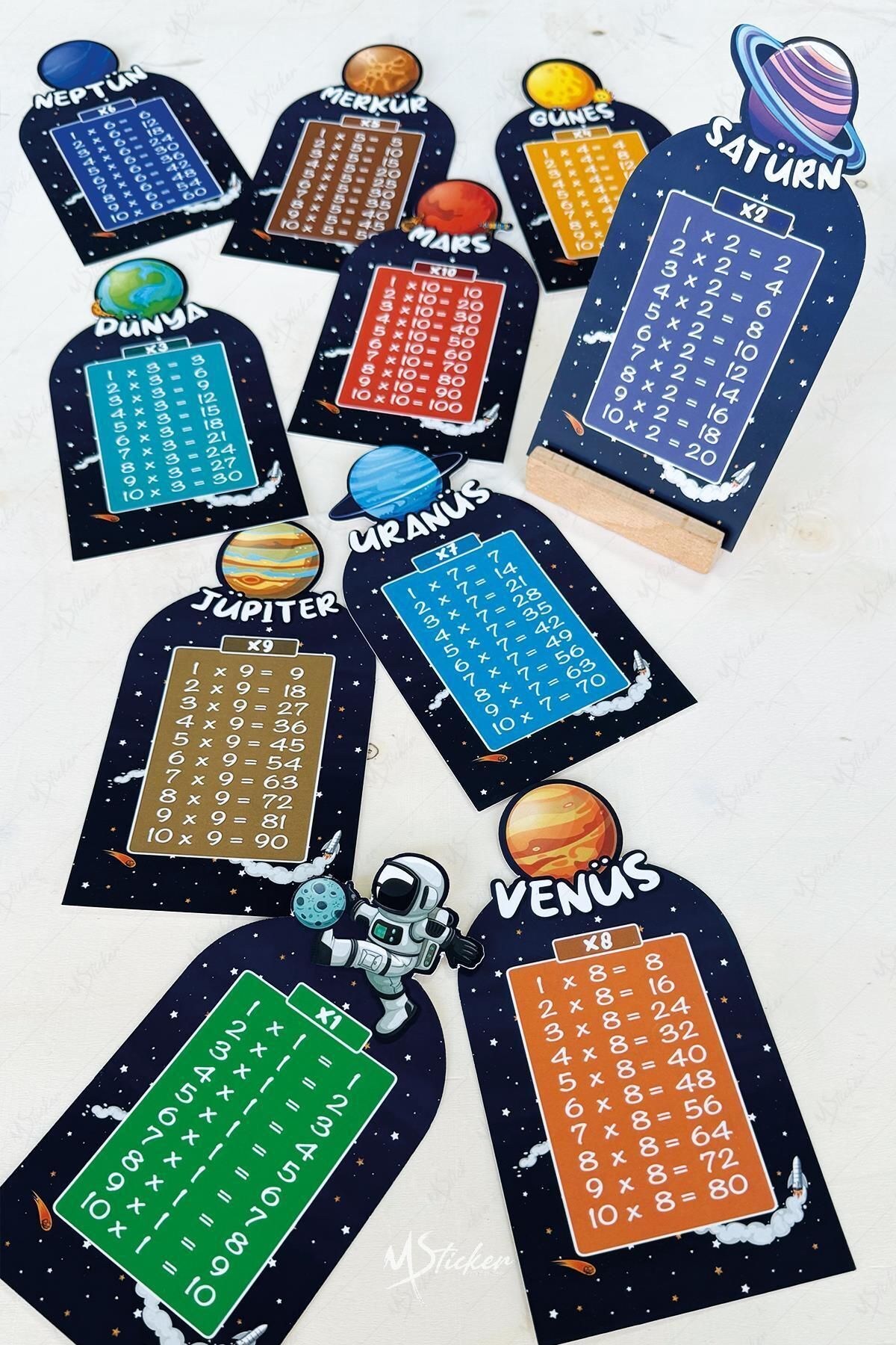 MSticker Çarpım Tablosu Eğitim Kartları, Çocuklar için Masaüstü Çarpım Tablosu Kartları Ahşap Standlı fotoğrafı 5 (önizleme)
