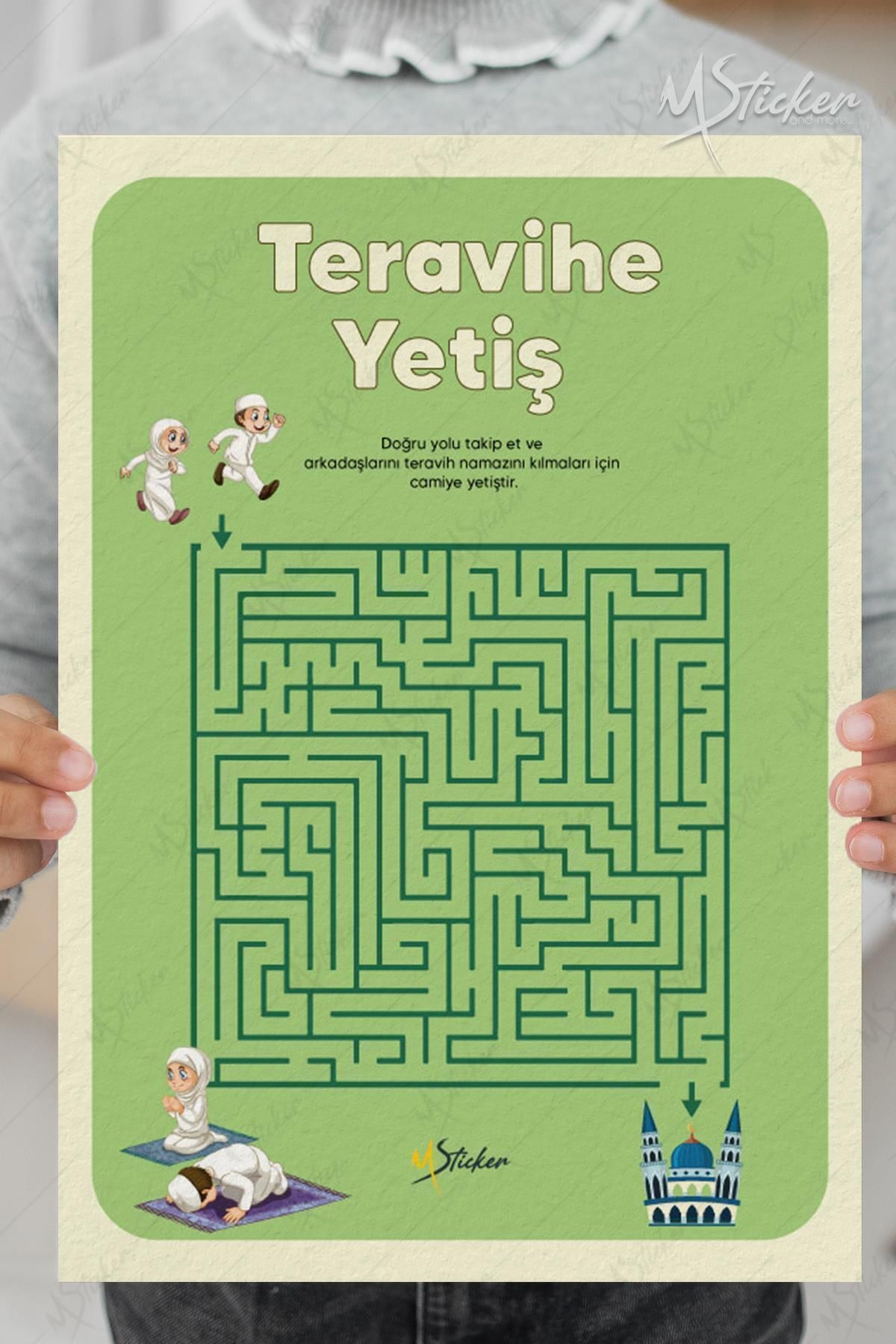 MSticker Ramazan Ayı Bulmaca Seti 16 Adet Dua Kartı, 5 Farklı Eğitici Bulmaca, Yaz Sil Tahta Kalemi Hediyeli fotoğrafı 2 (önizleme)