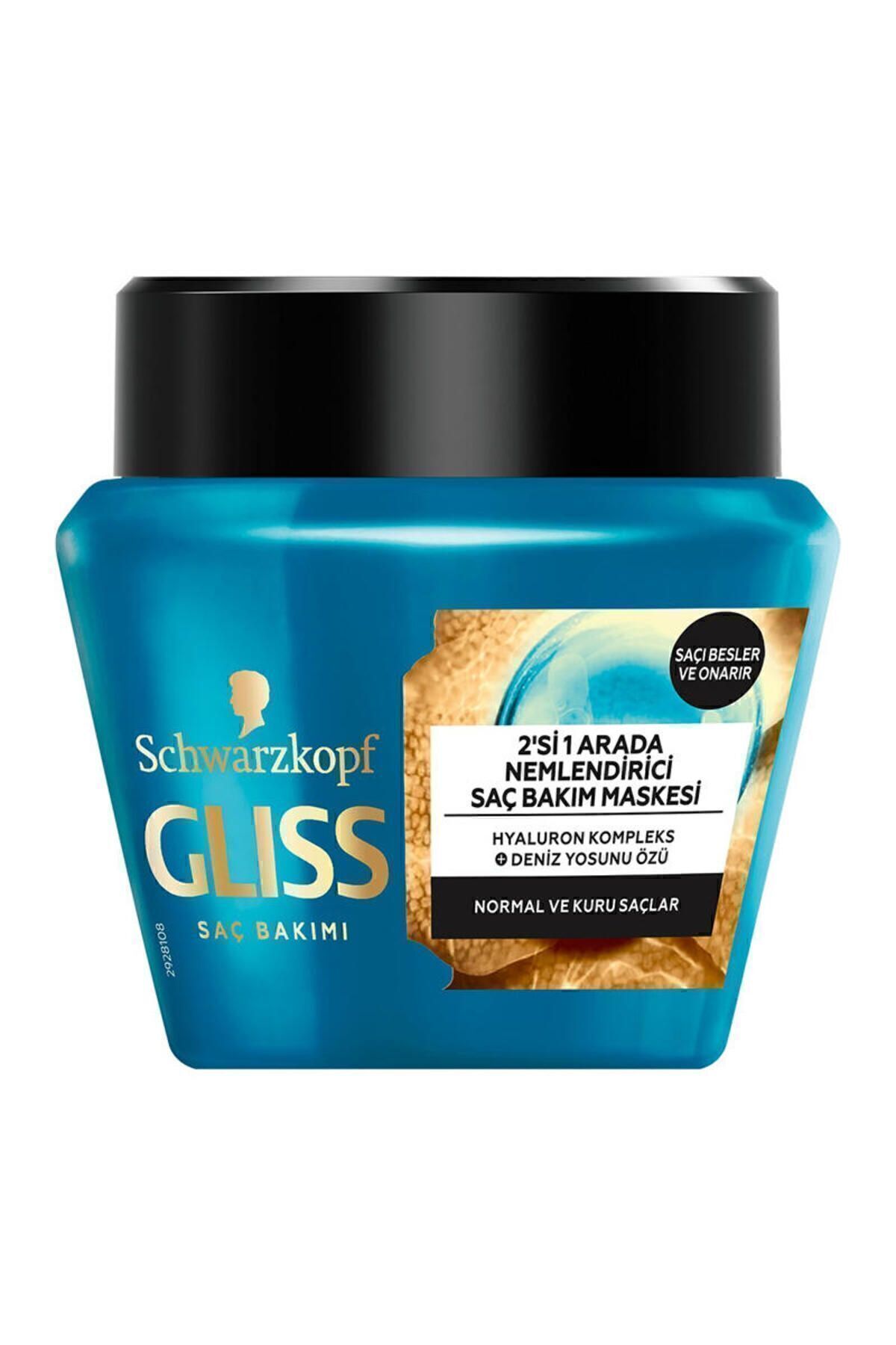 ماسک موی مرطوب کننده 300 میلی لیتری شوارتسکف گلیس آکوا ریویو 2 در 1 Gliss