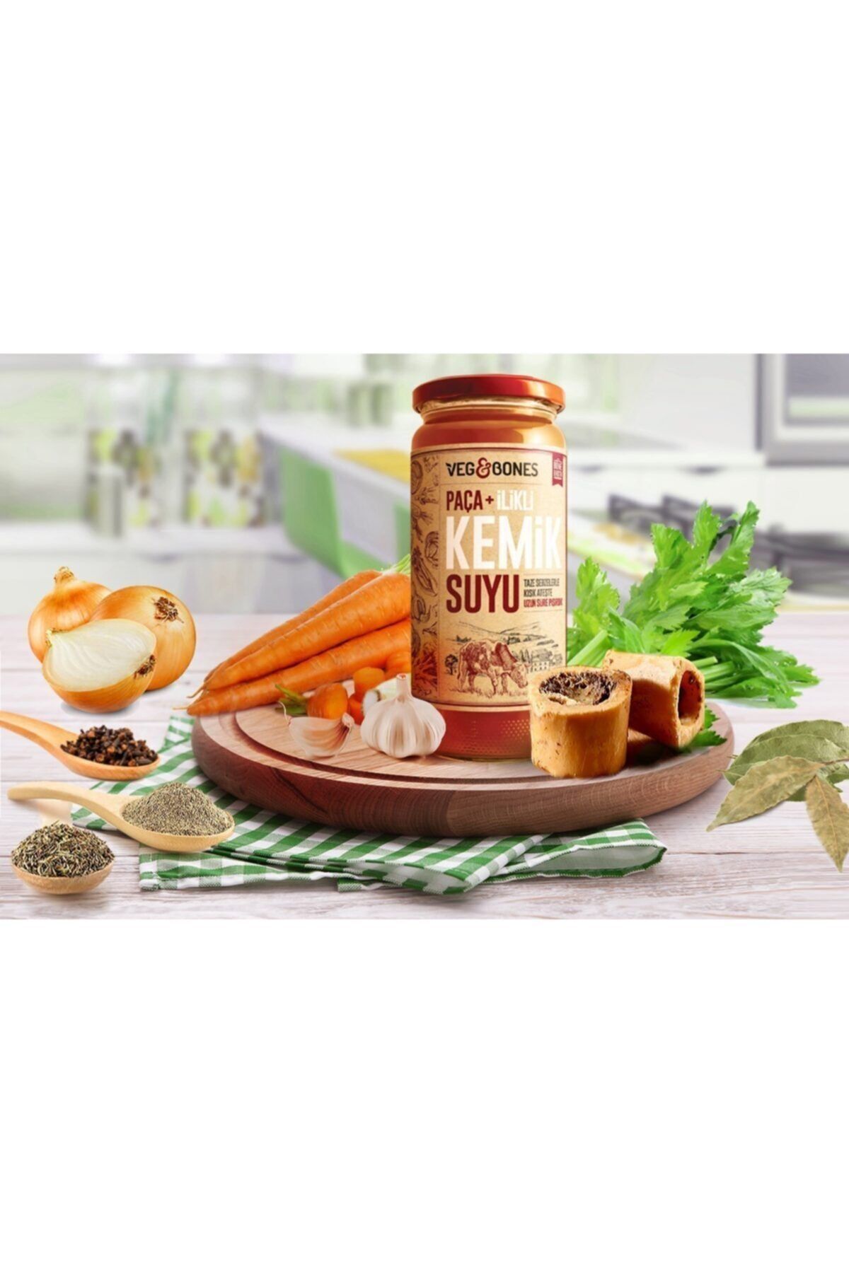 Veg&Bones Paça Ilikli Kemik Suyu 480 ml Cam Kavanoz