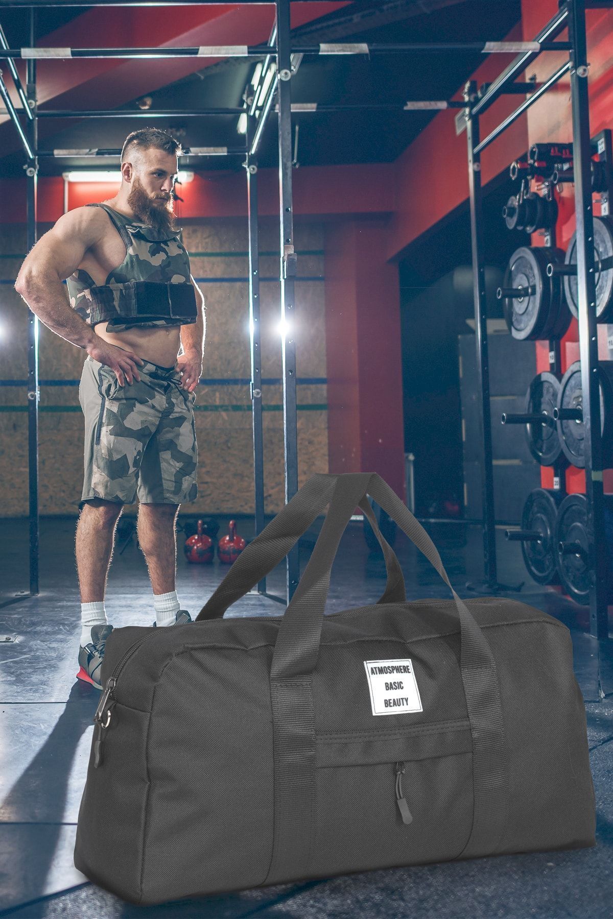 Unisex Önü Cepli Uzun Askılı Kadın Ve Erkek Kullanabilir Seyahat Fitness Ve Spor Çantası