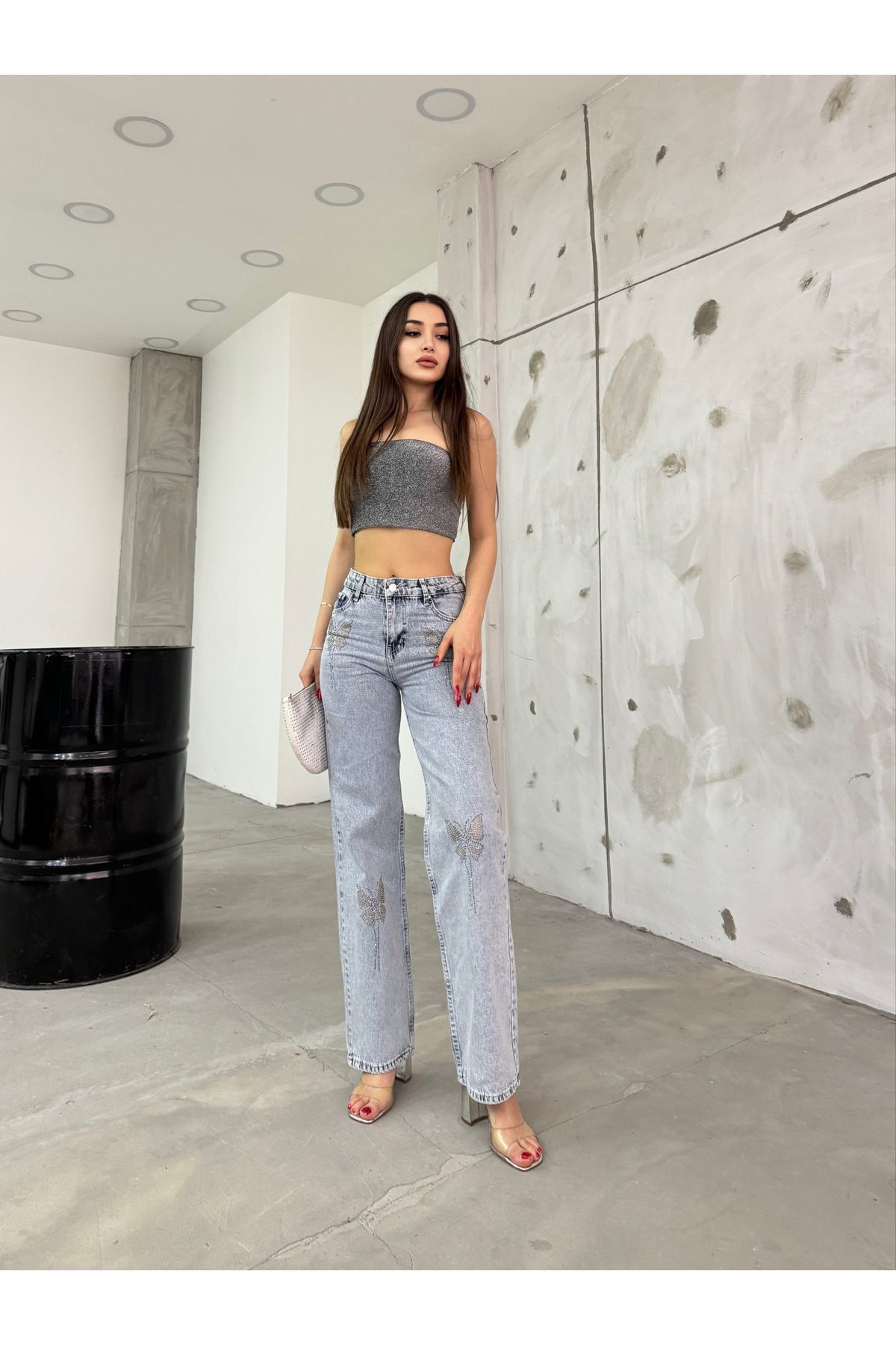 BİKELİFE-Damen-Hose mit weitem Bein und hoher Taille in Blaustein 6