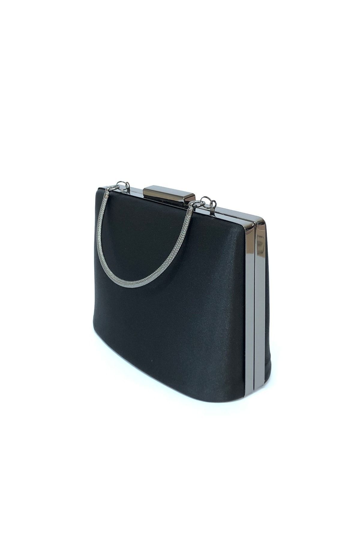 NAZART-Rochie de seara neagra satinata de dama clutch portofoliu geanta dama 4