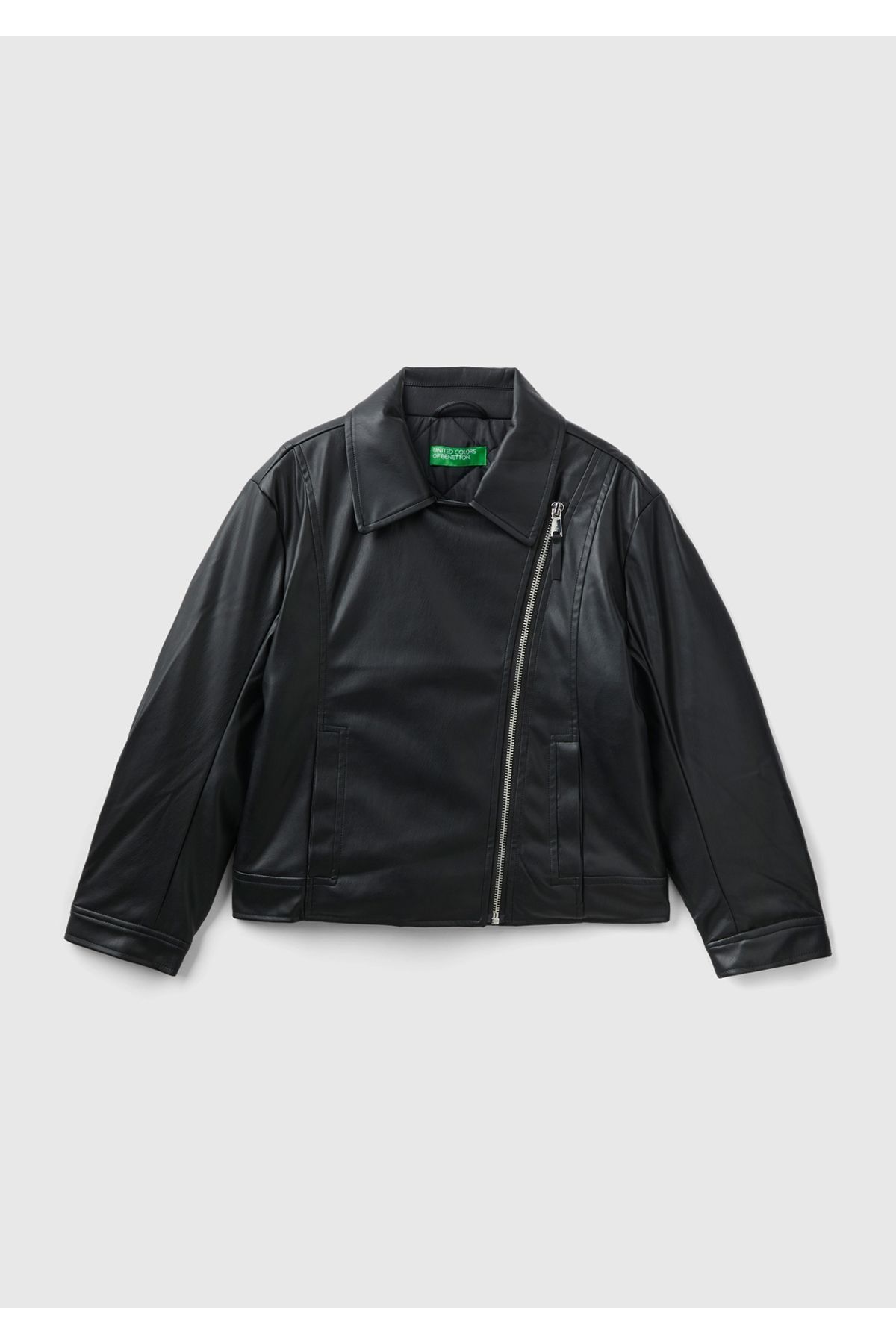 United Colors of Benetton Black Faux Leather Jacket for Girl Trendyol