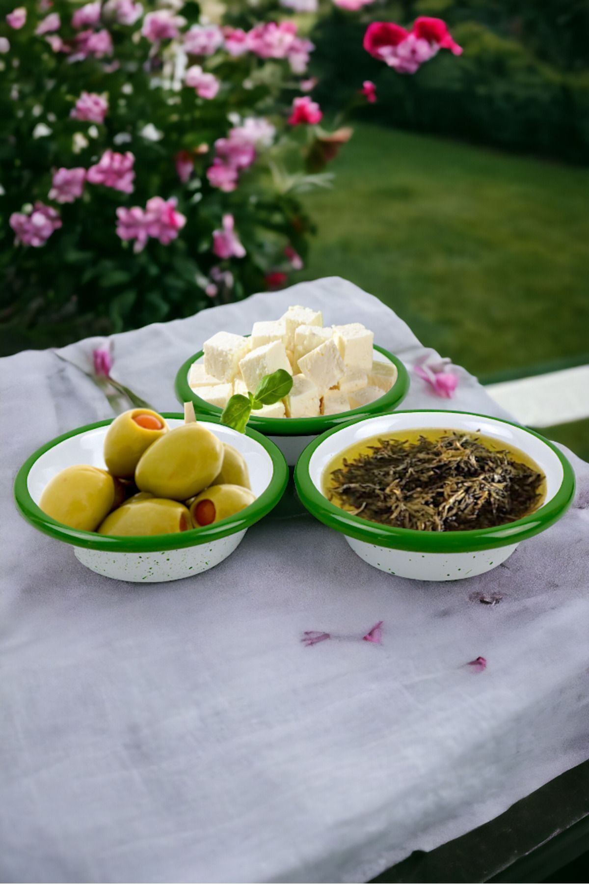 İnci Emaye 3 Parça 10Cm Emaye Konik Tabak Set , Kahvaltı Tabağı, Reçellik, Zeytin, Peynir Tabağı, Çeyiz, Hediye