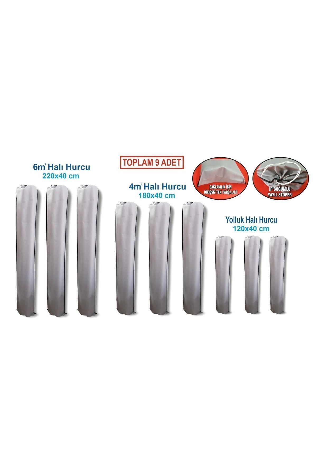 Halı Kılıfı, Halı Hurç, Halı Torbası, Halı Saklama Koruyucu Ambalaj, 9 Adet Set
