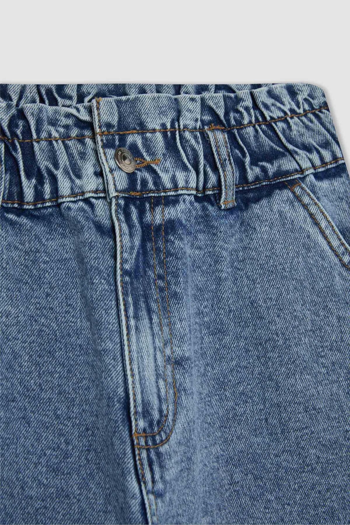 DeFacto-Waschbare, knöchellange Jeans mit hoher Taille – Paperbag-Hose 5